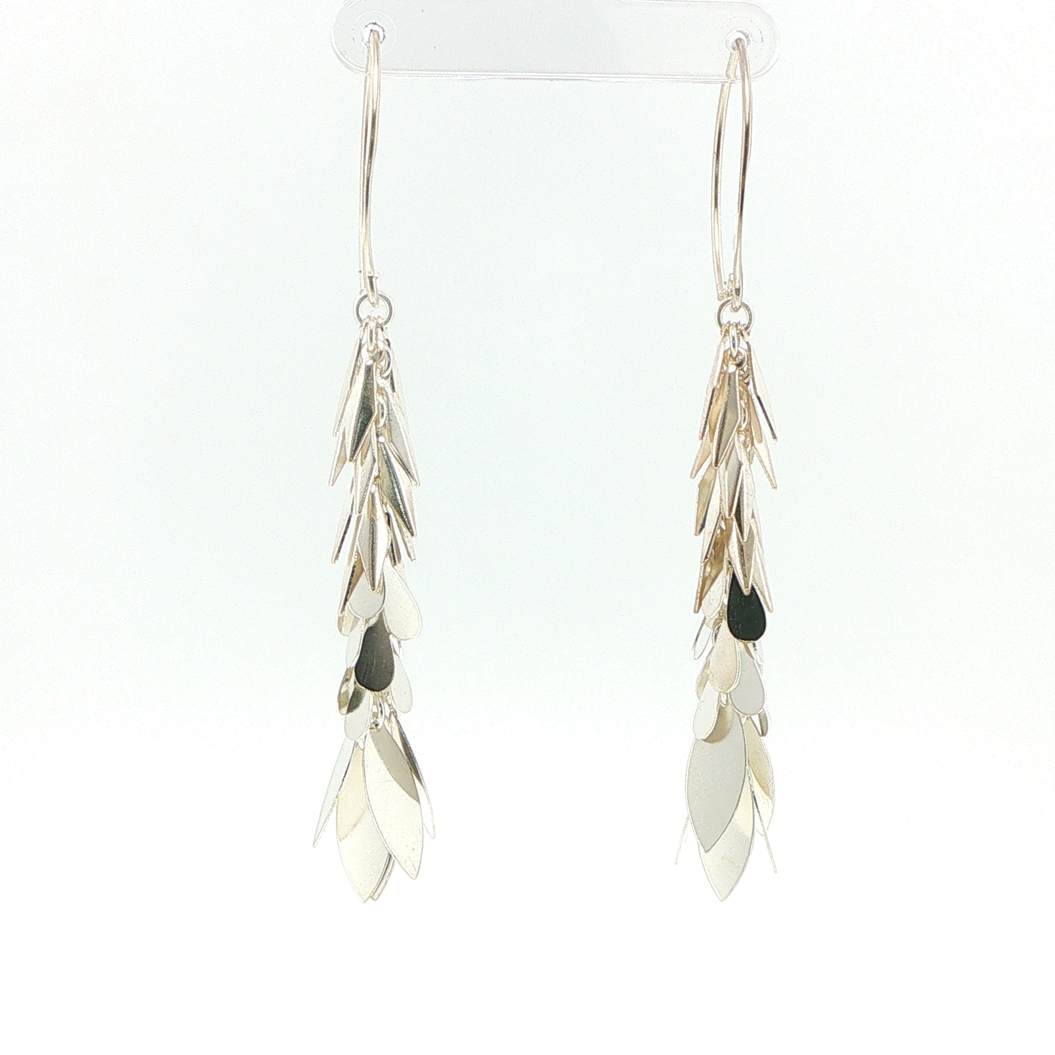 Silver Cascading Leaf Dangle Earrings - Image 2