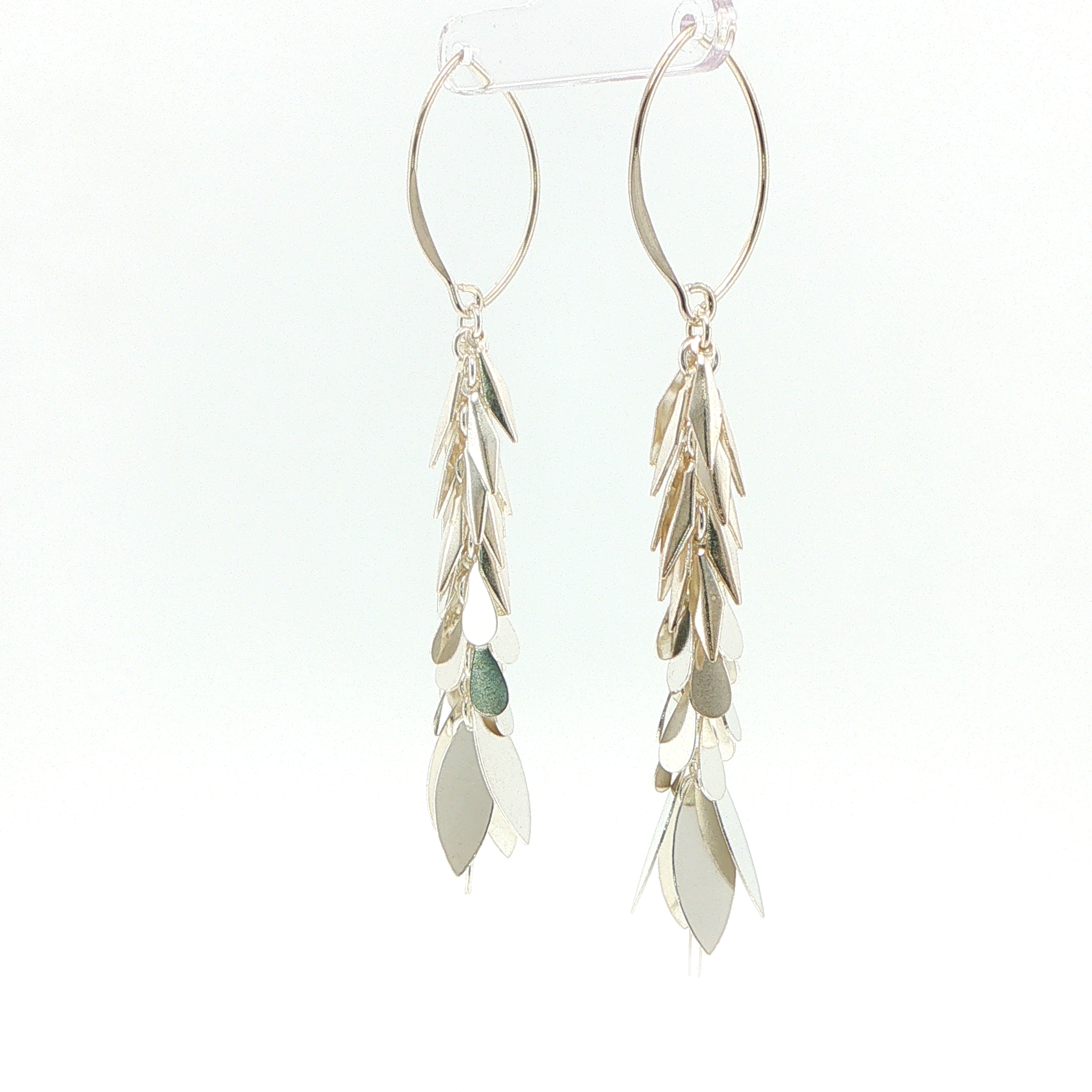 Silver Cascading Leaf Dangle Earrings - Image 3