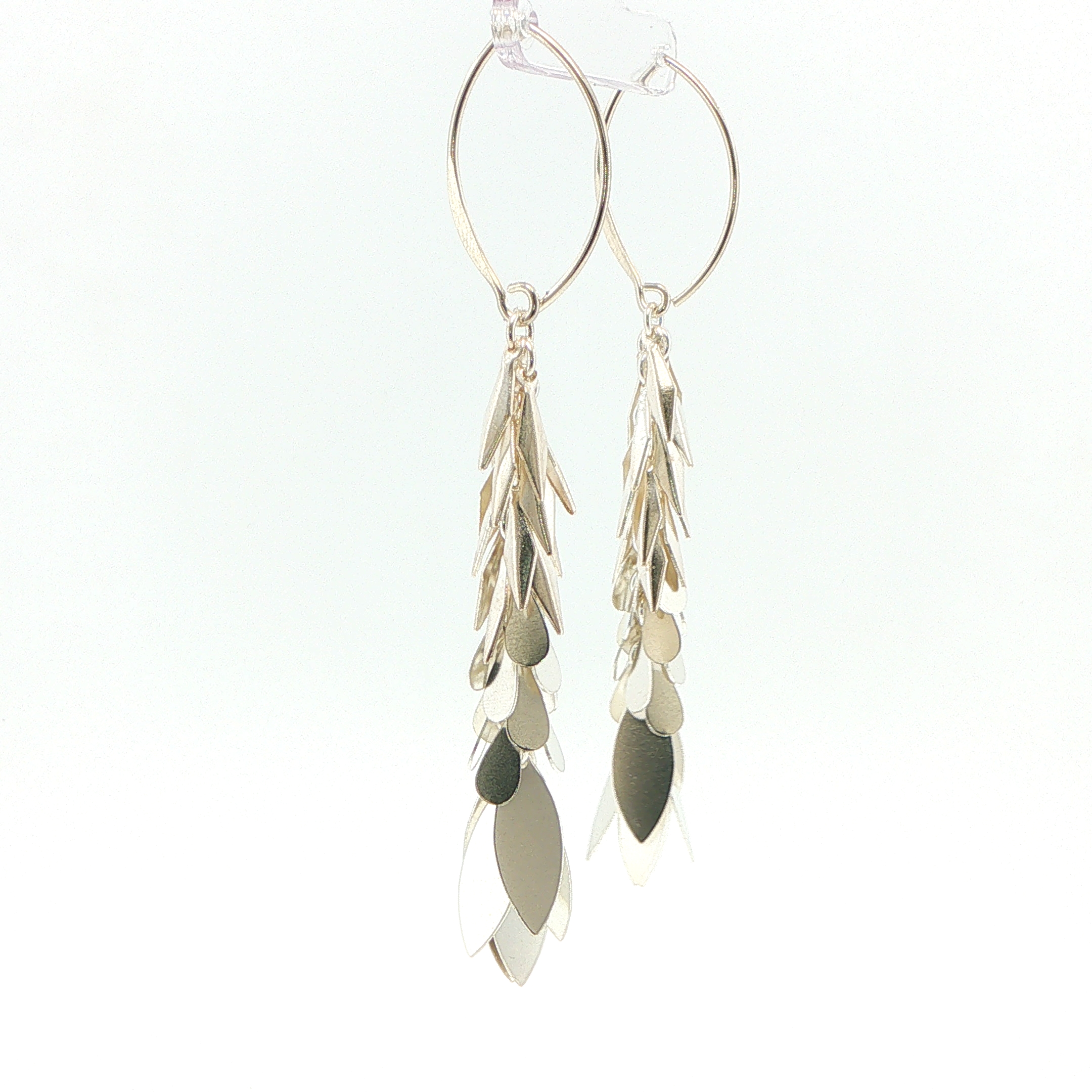 Silver Cascading Leaf Dangle Earrings - Image 4