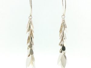 Silver Cascading Leaf Dangle Earrings