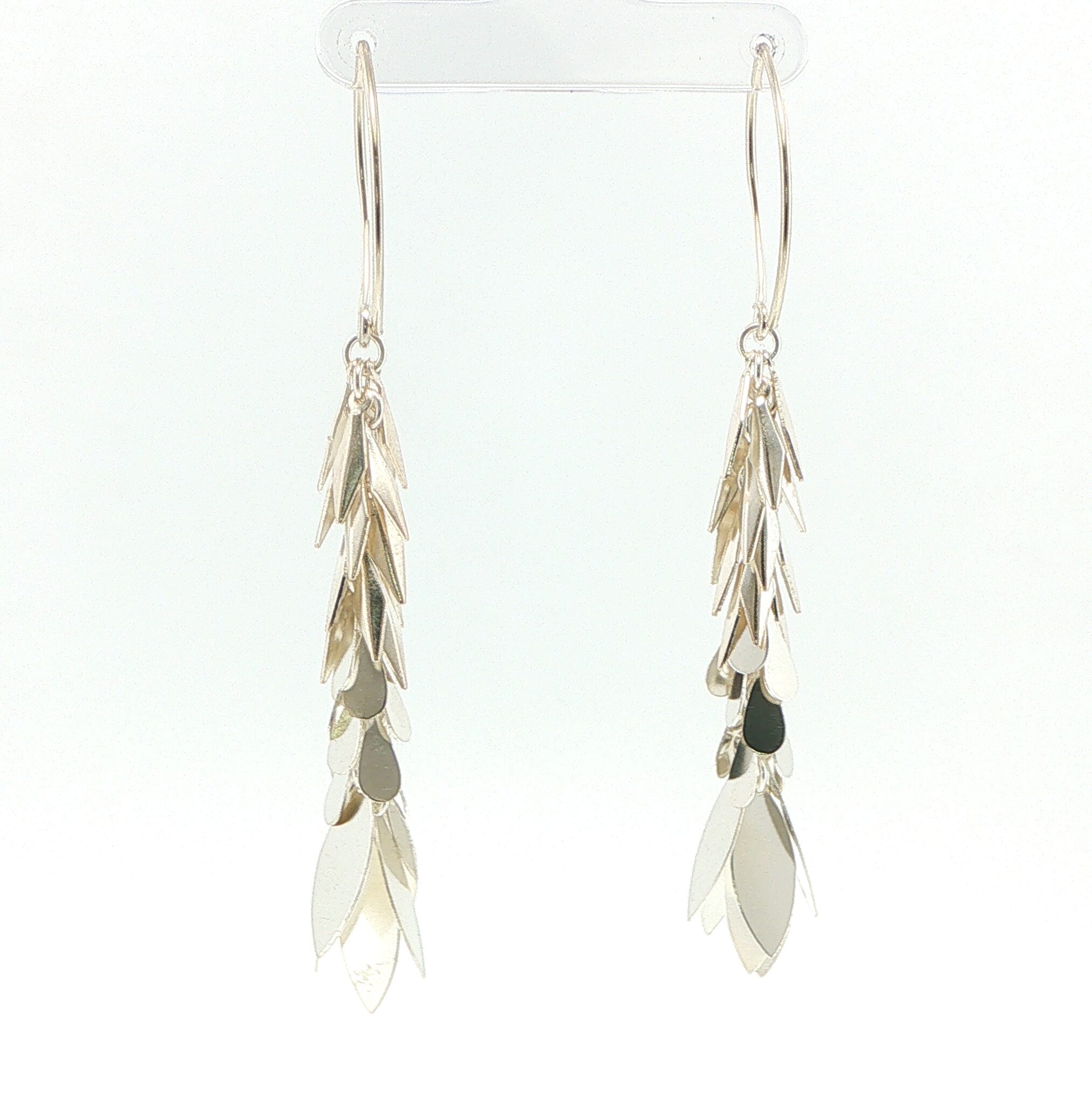 Silver Cascading Leaf Dangle Earrings