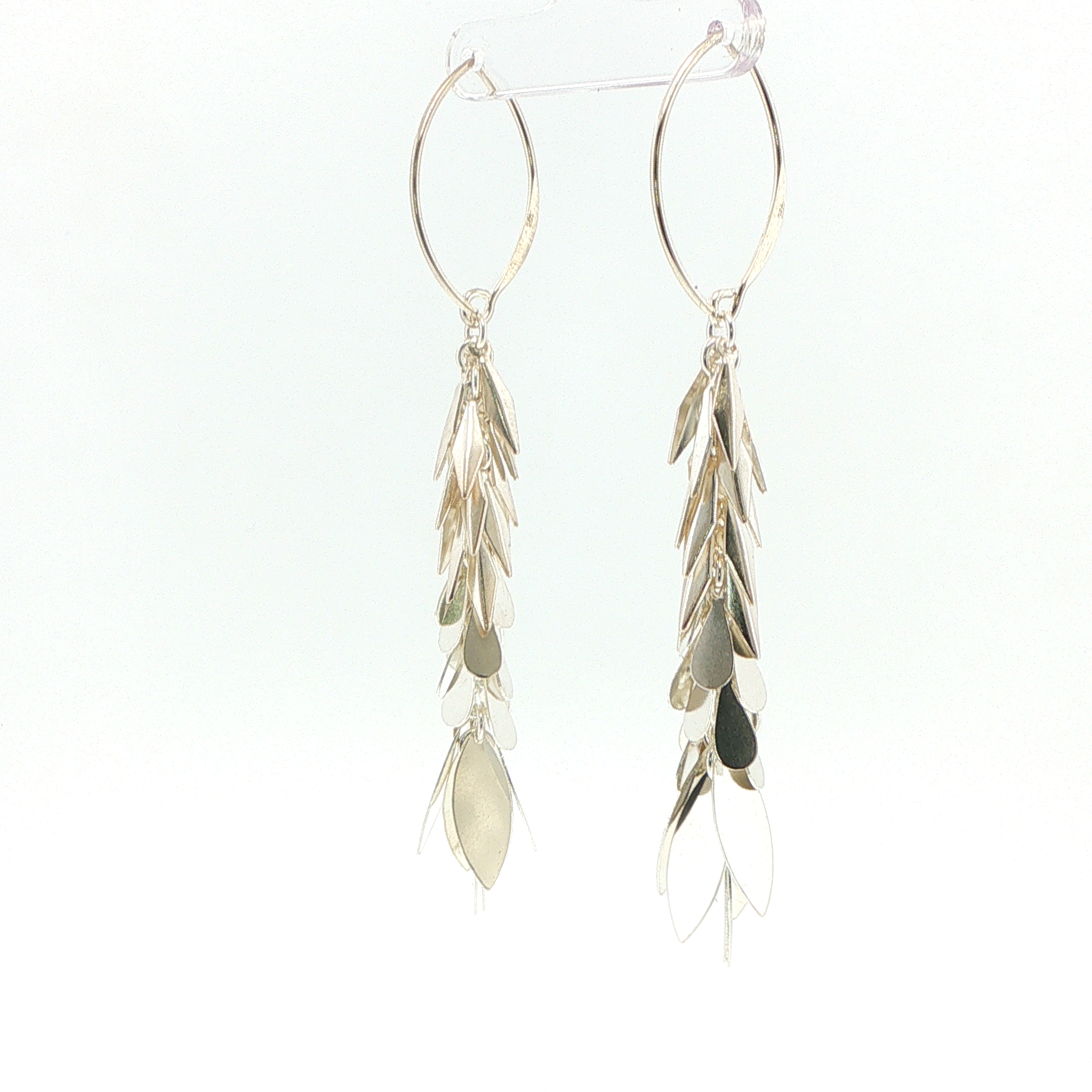 Silver Cascading Leaf Dangle Earrings - Image 5