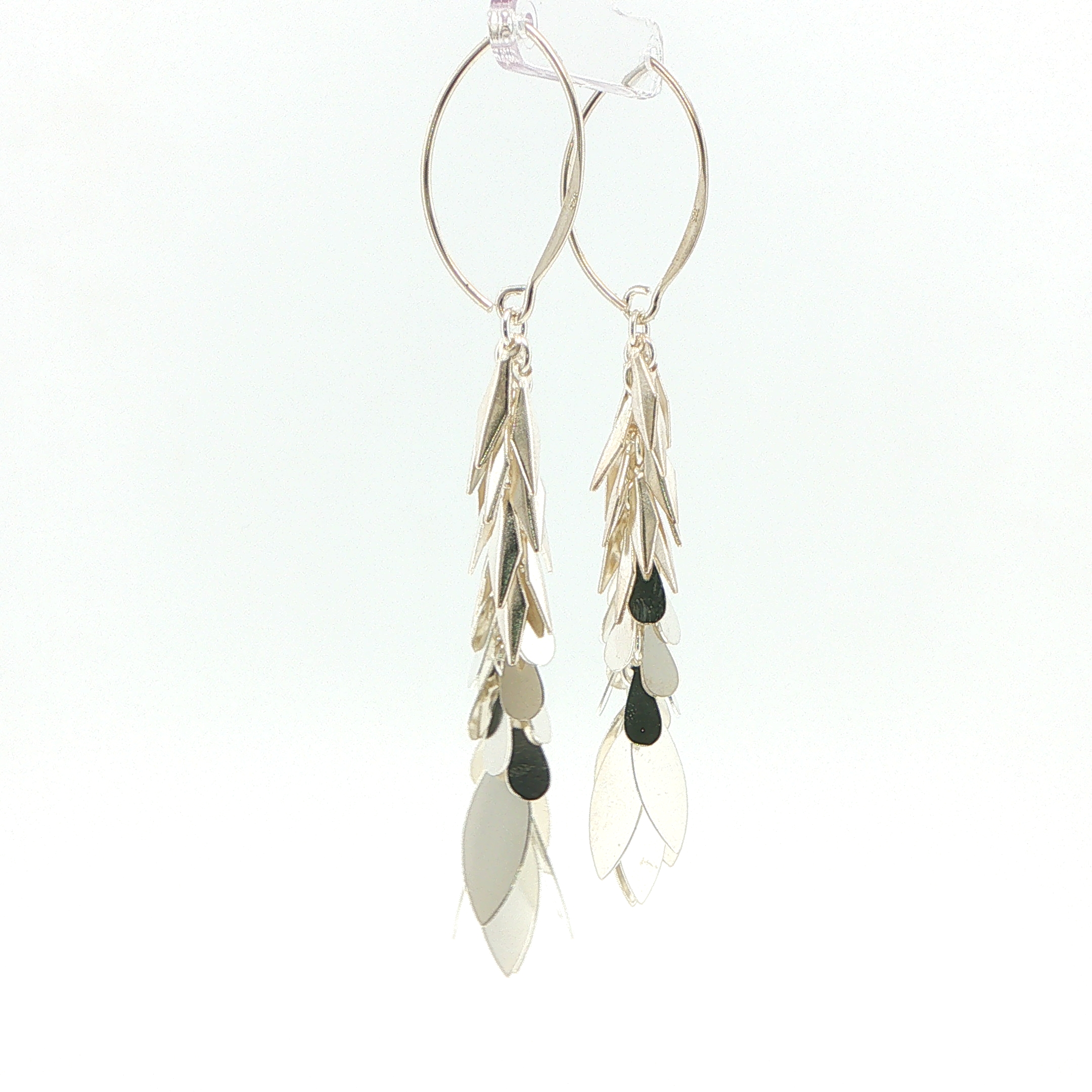 Silver Cascading Leaf Dangle Earrings - Image 6