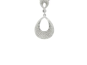Pavé Cubic Zirconia Open Teardrop Pendant in Silver