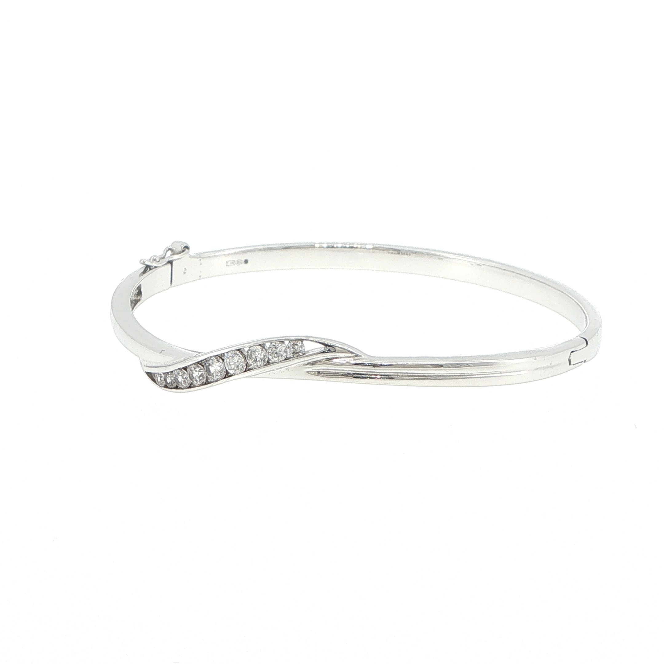 Wave Crossover Bangle in Silver - Image 2