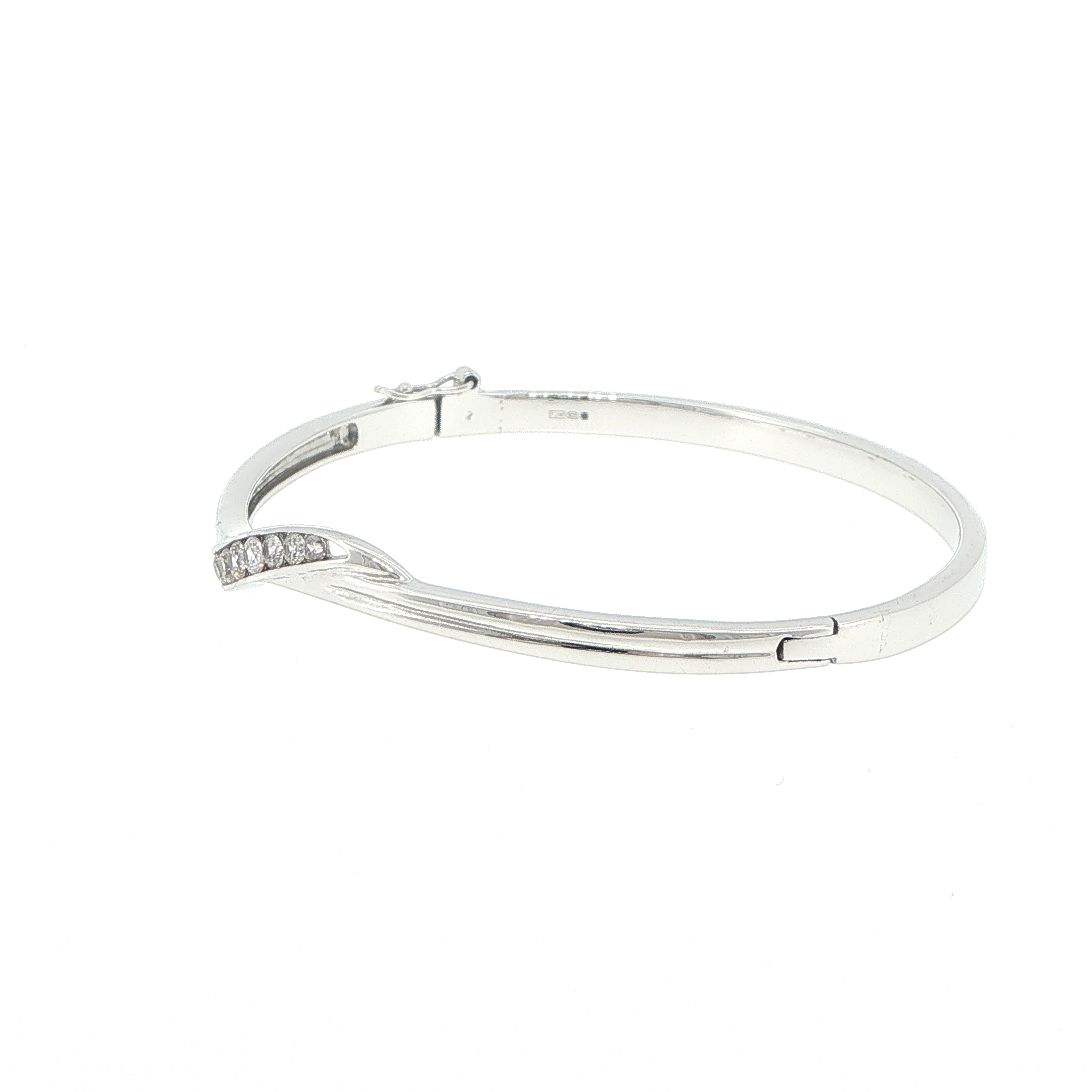 Wave Crossover Bangle in Silver - Image 3