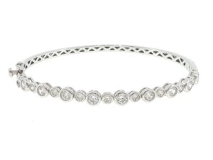Silver Bezel-Set Cubic Zirconia Bangle