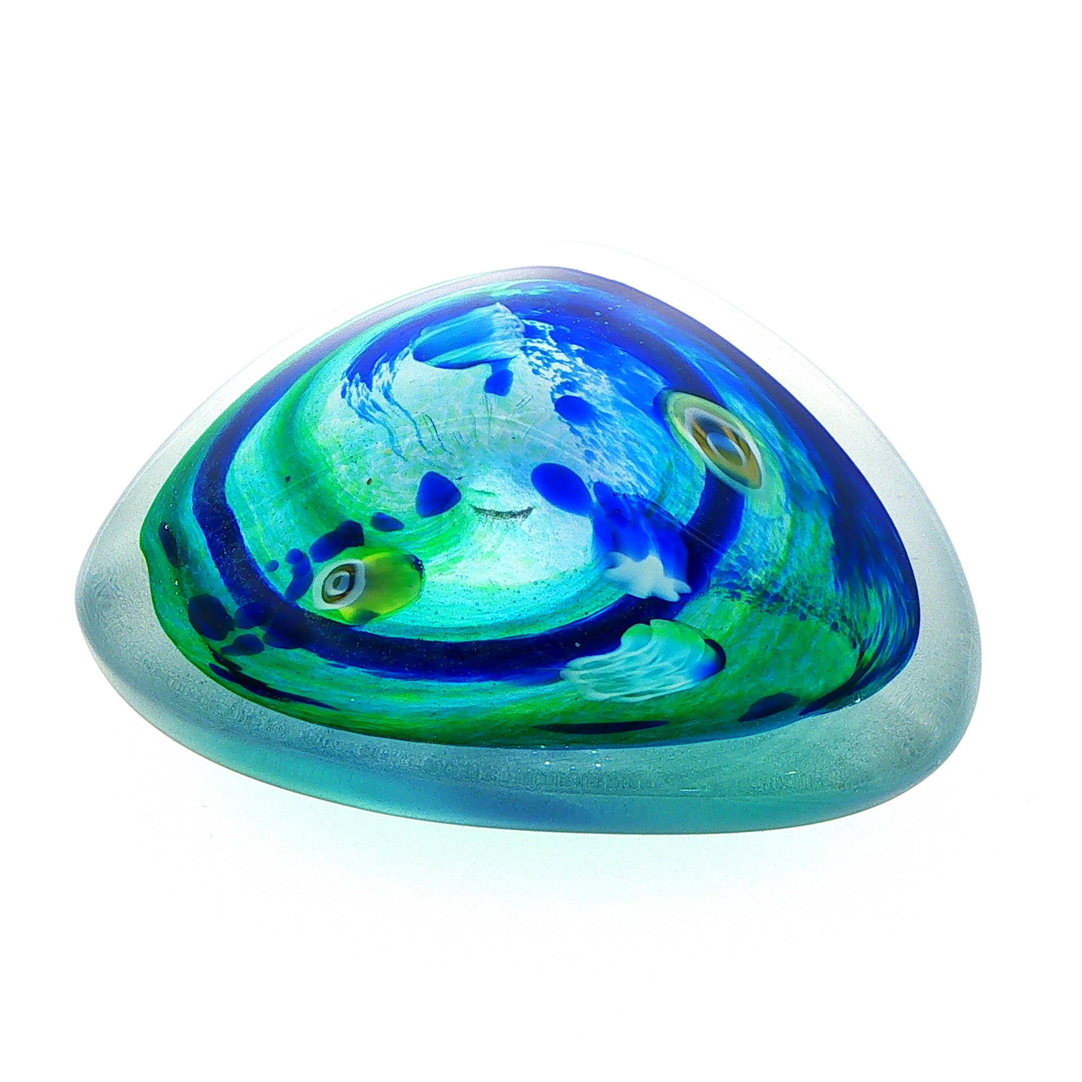 MA-018 Sea Abstract Swirl Art Glass Decorative Paperweight Large