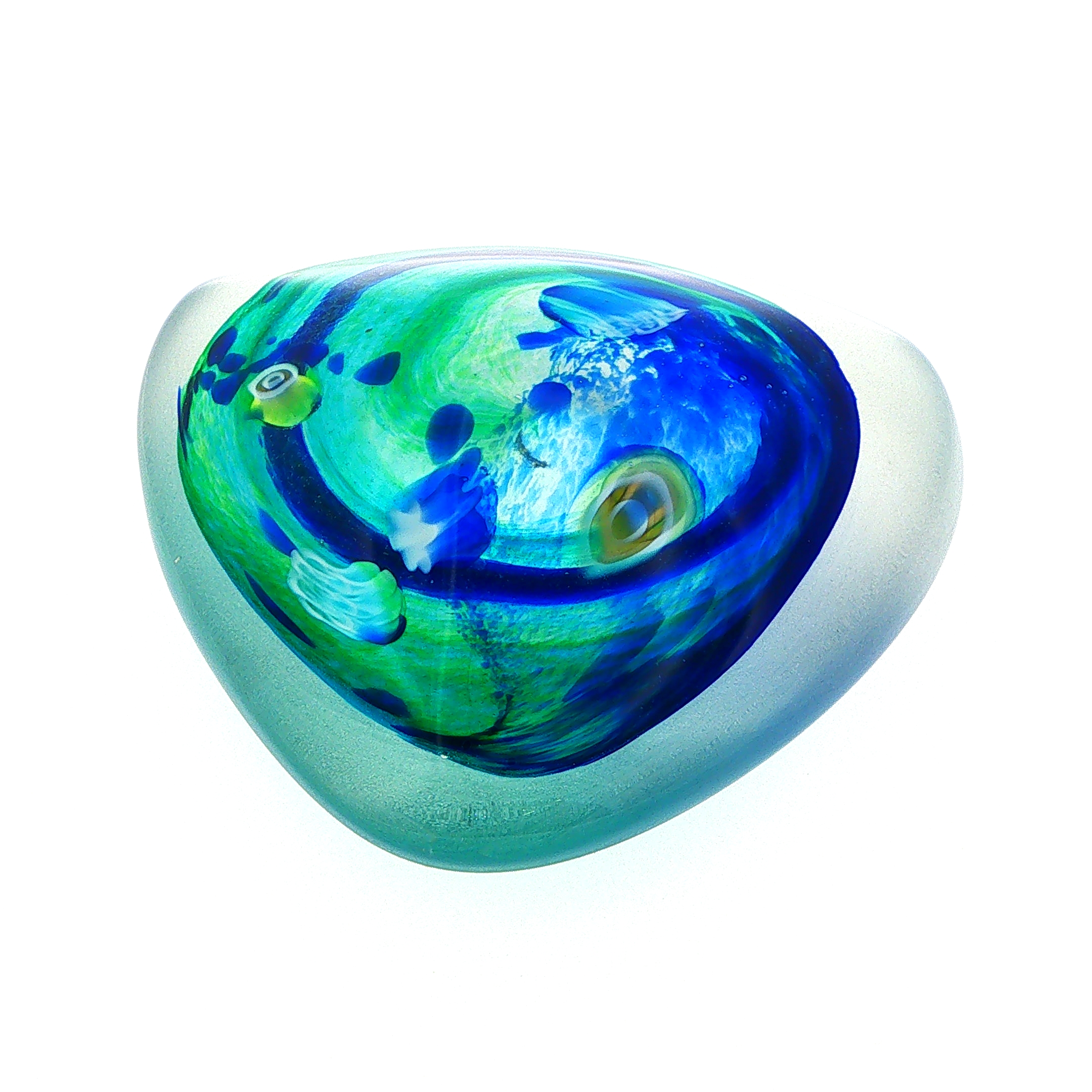 MA-018 Sea Abstract Swirl Art Glass Decorative Paperweight Large - Image 5