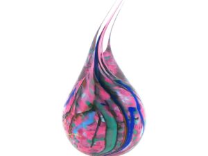 MA-025 Pink Teardrop Art Glass Ring Holder with Swirling Accents