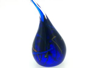MA-027 Dark Blue Teardrop Art Glass Ring Holder with Speckles