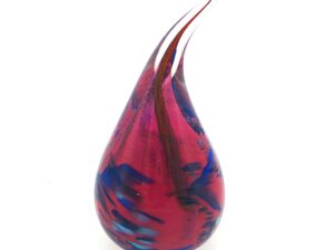 MA-028 Dark Pink Teardrop Art Glass Ring Holder with Speckles