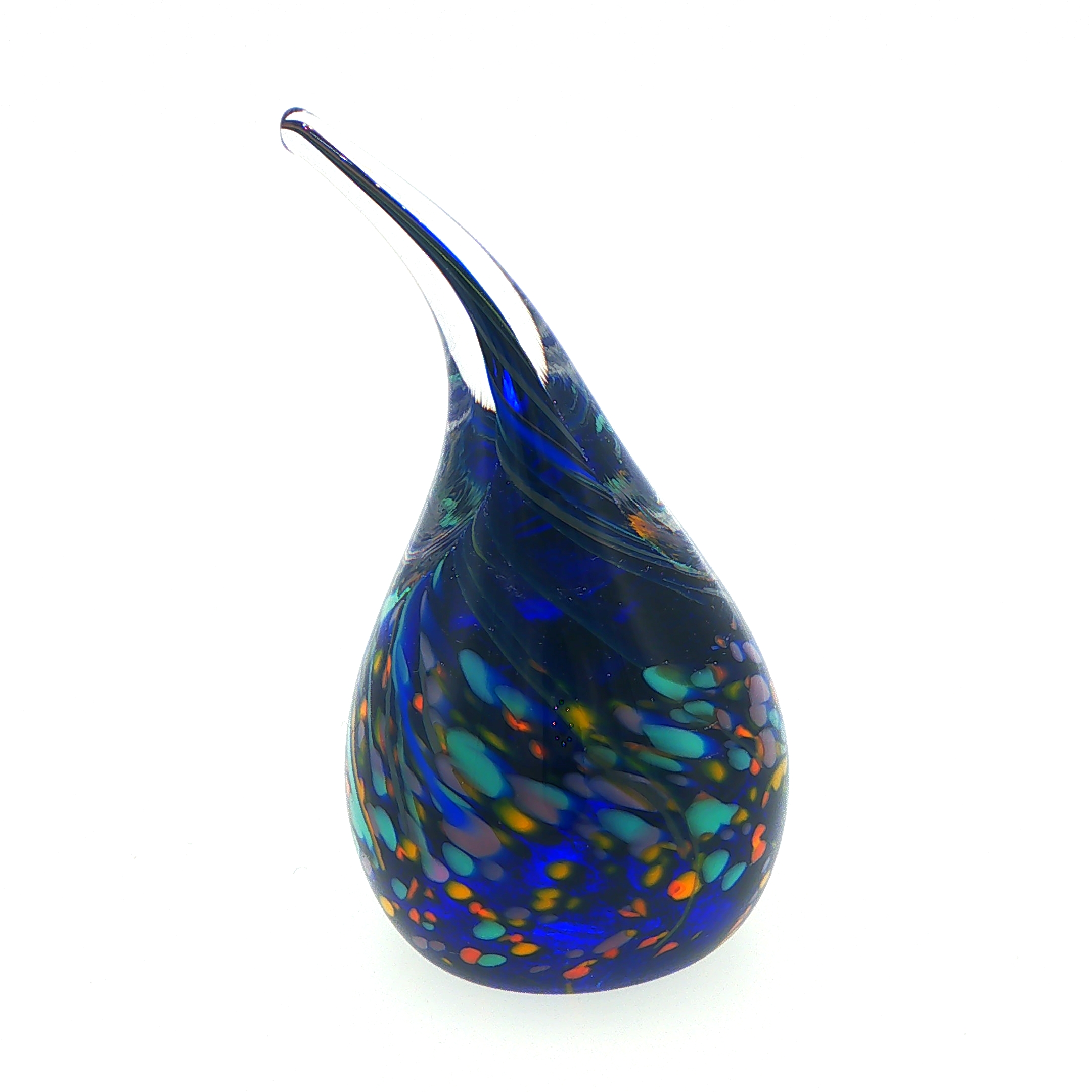 MA-032 Dark Blue Teardrop Art Glass Ring Holder with Swirling Accents - Image 3
