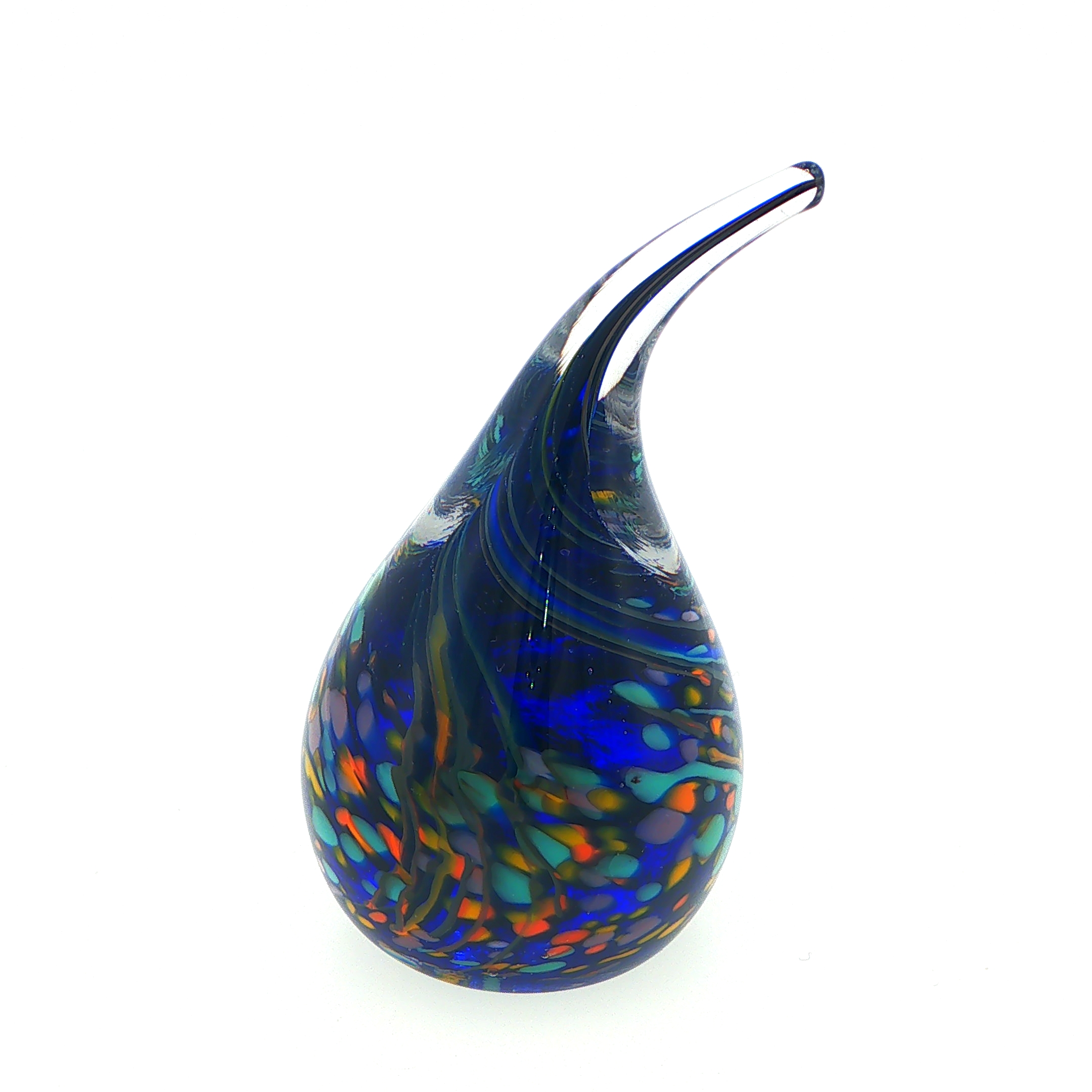 MA-032 Dark Blue Teardrop Art Glass Ring Holder with Swirling Accents - Image 6