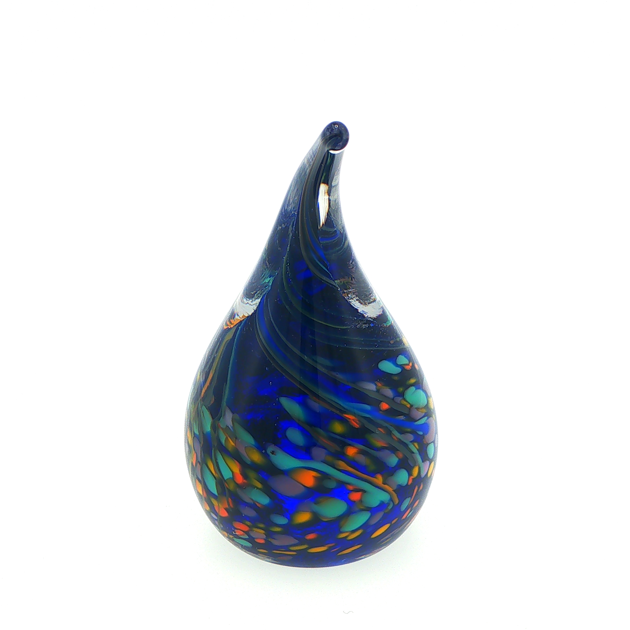 MA-032 Dark Blue Teardrop Art Glass Ring Holder with Swirling Accents - Image 7