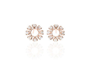 Floral Wreath Cluster Earrings Rose Gold Plaited