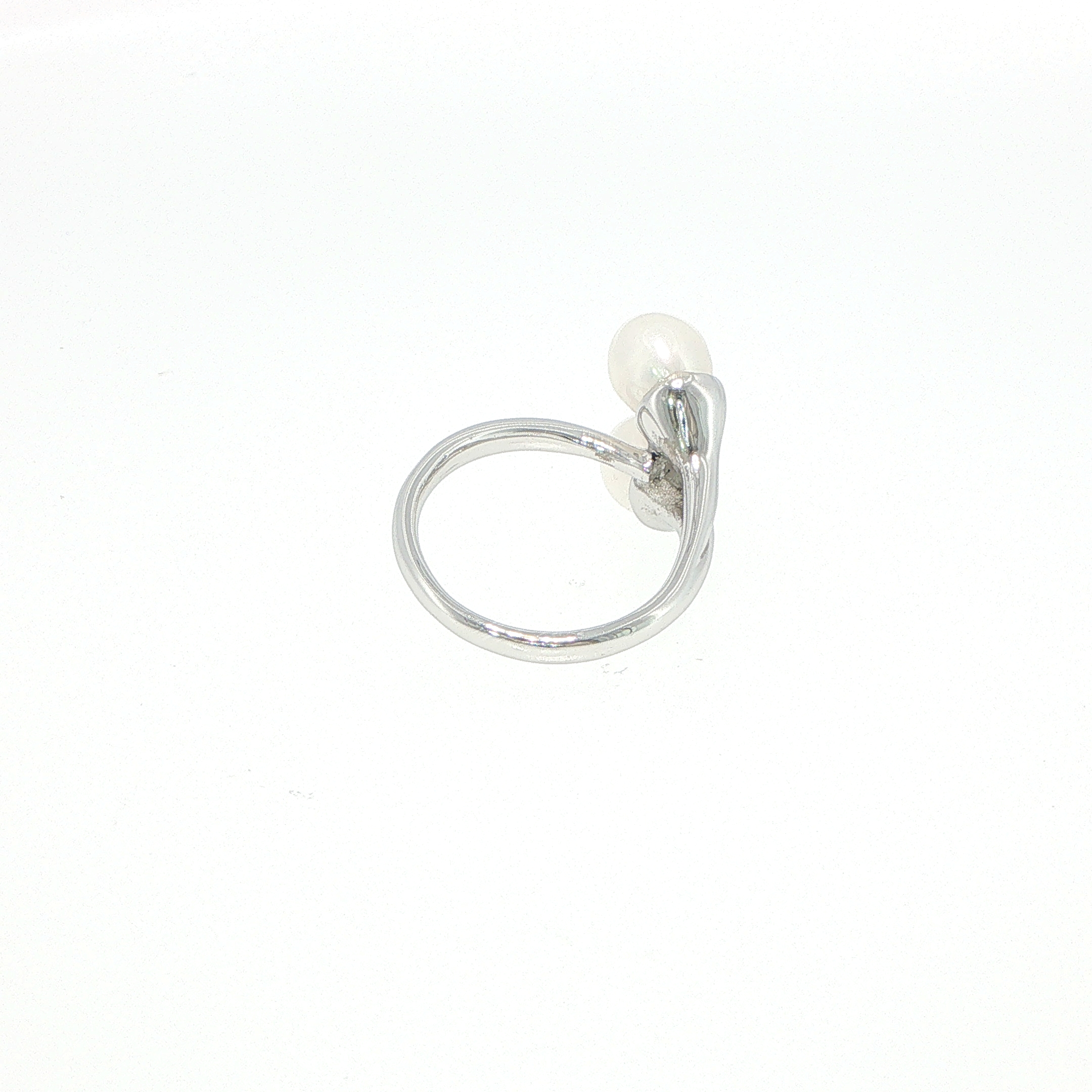 Twin Pearl Bypass Ring in Silver - Image 6