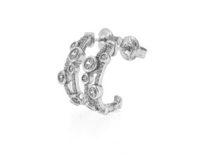 Bubble Double Band Hoop Earrings in Silver