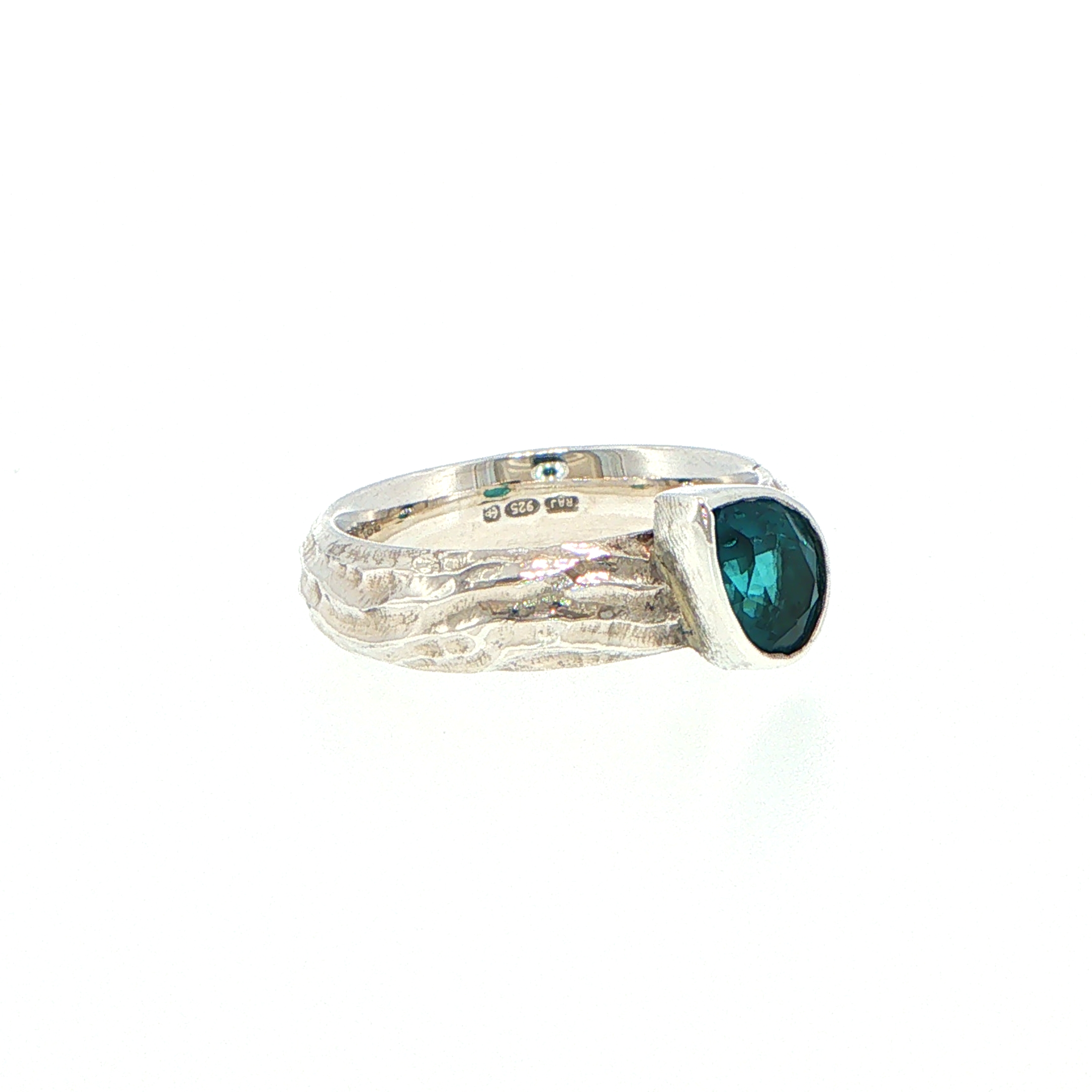 Textured Pear Cut Tourmaline Solitaire Ring in Sterling Silver - Image 6