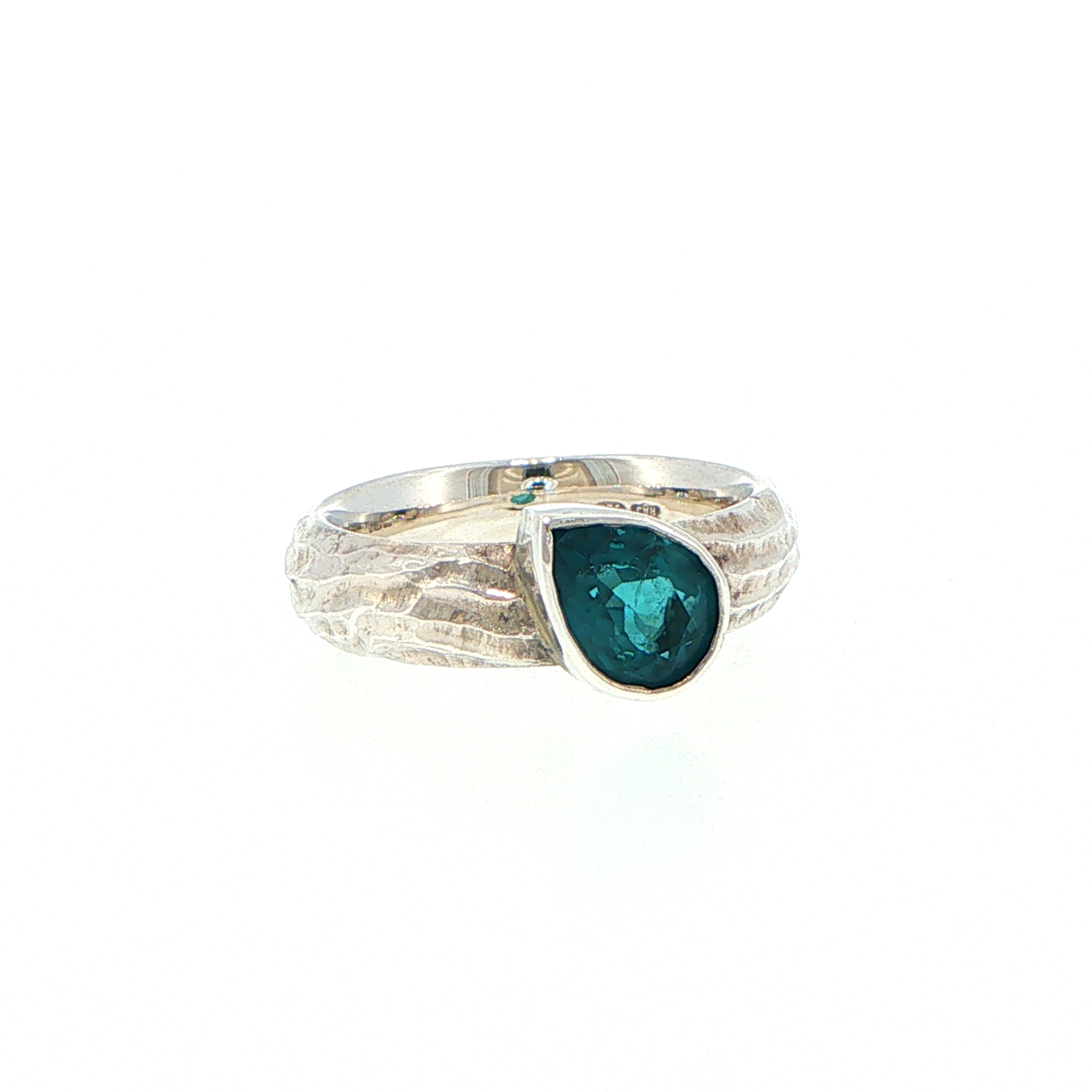 Textured Pear Cut Tourmaline Solitaire Ring in Sterling Silver - Image 8