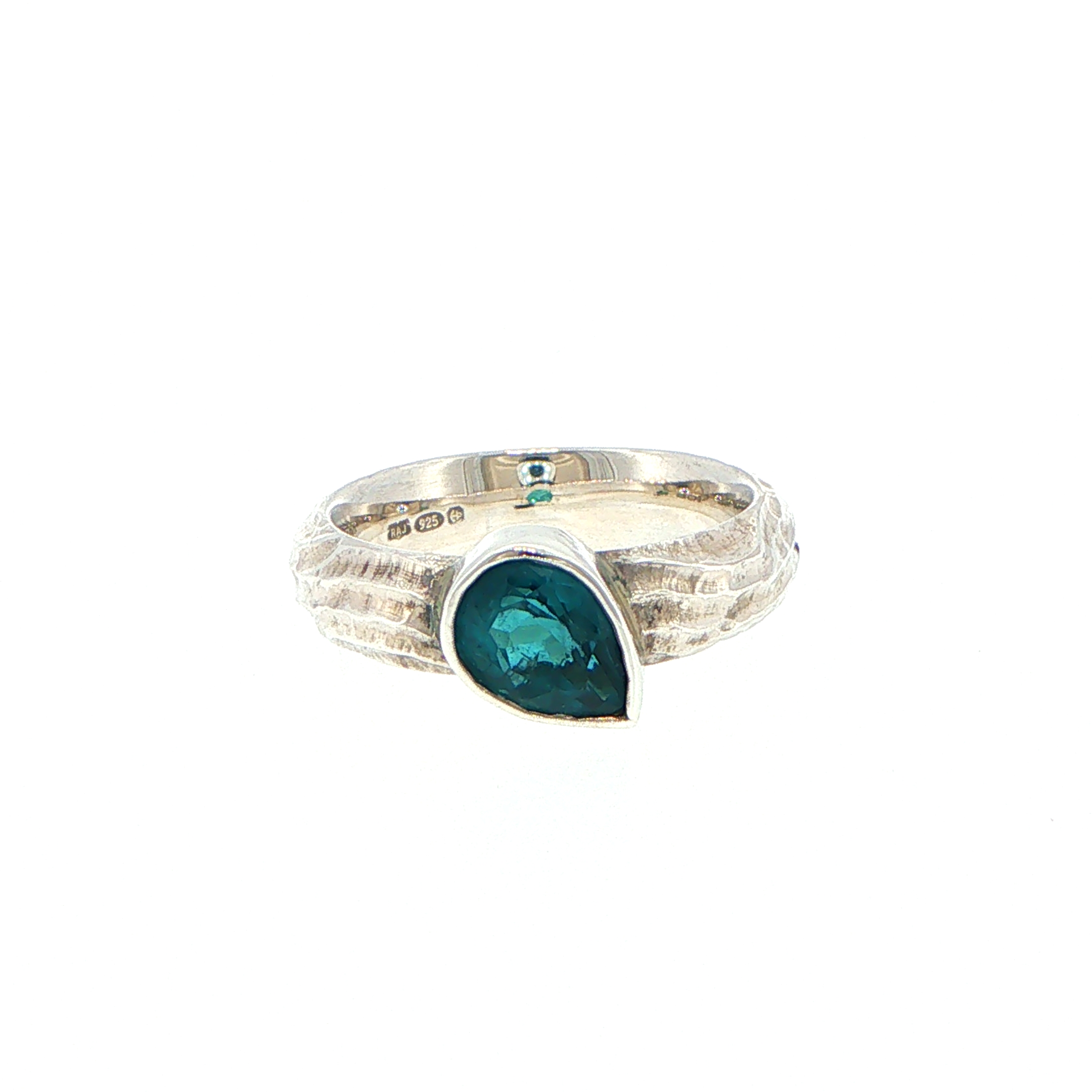Textured Pear Cut Tourmaline Solitaire Ring in Sterling Silver - Image 9