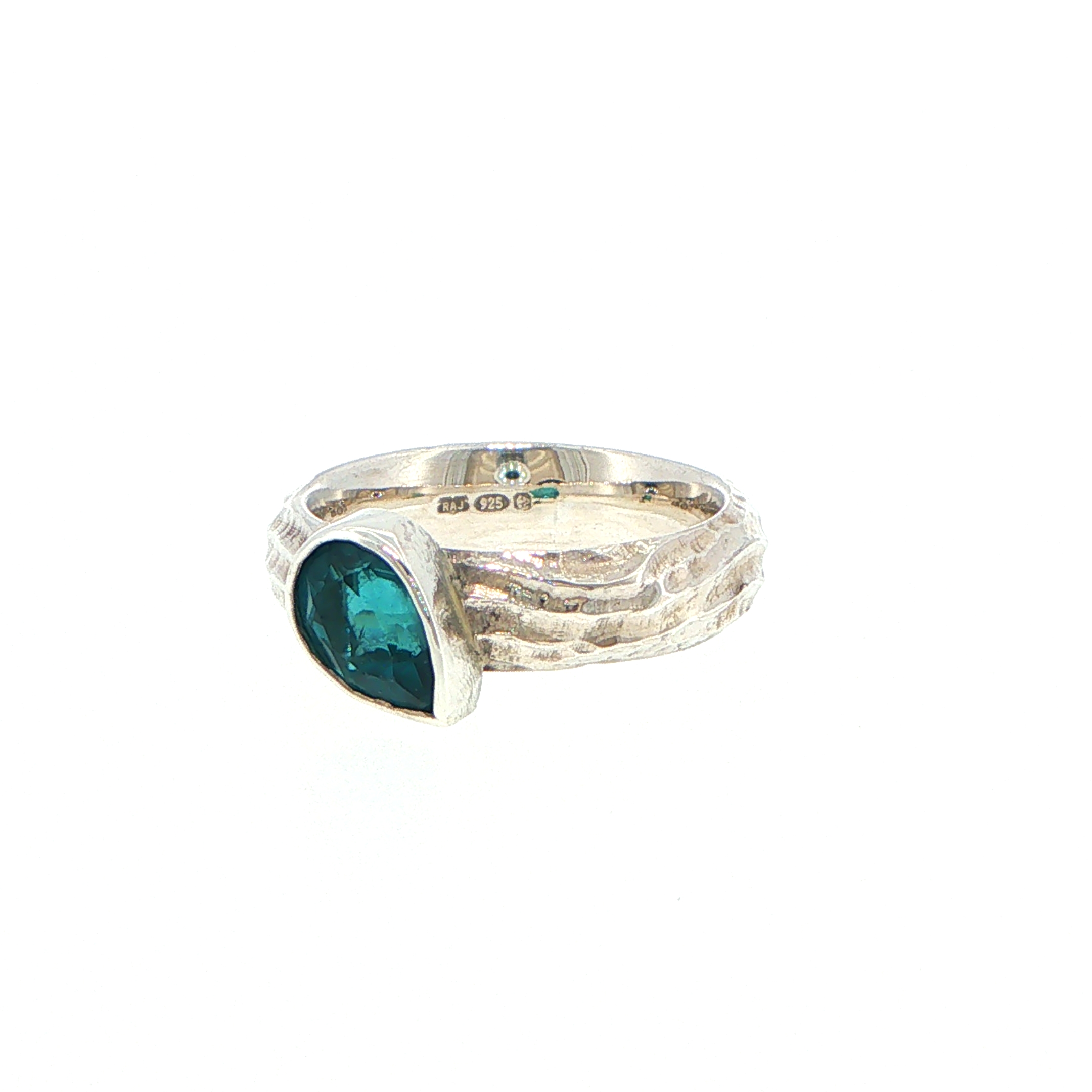 Textured Pear Cut Tourmaline Solitaire Ring in Sterling Silver - Image 10