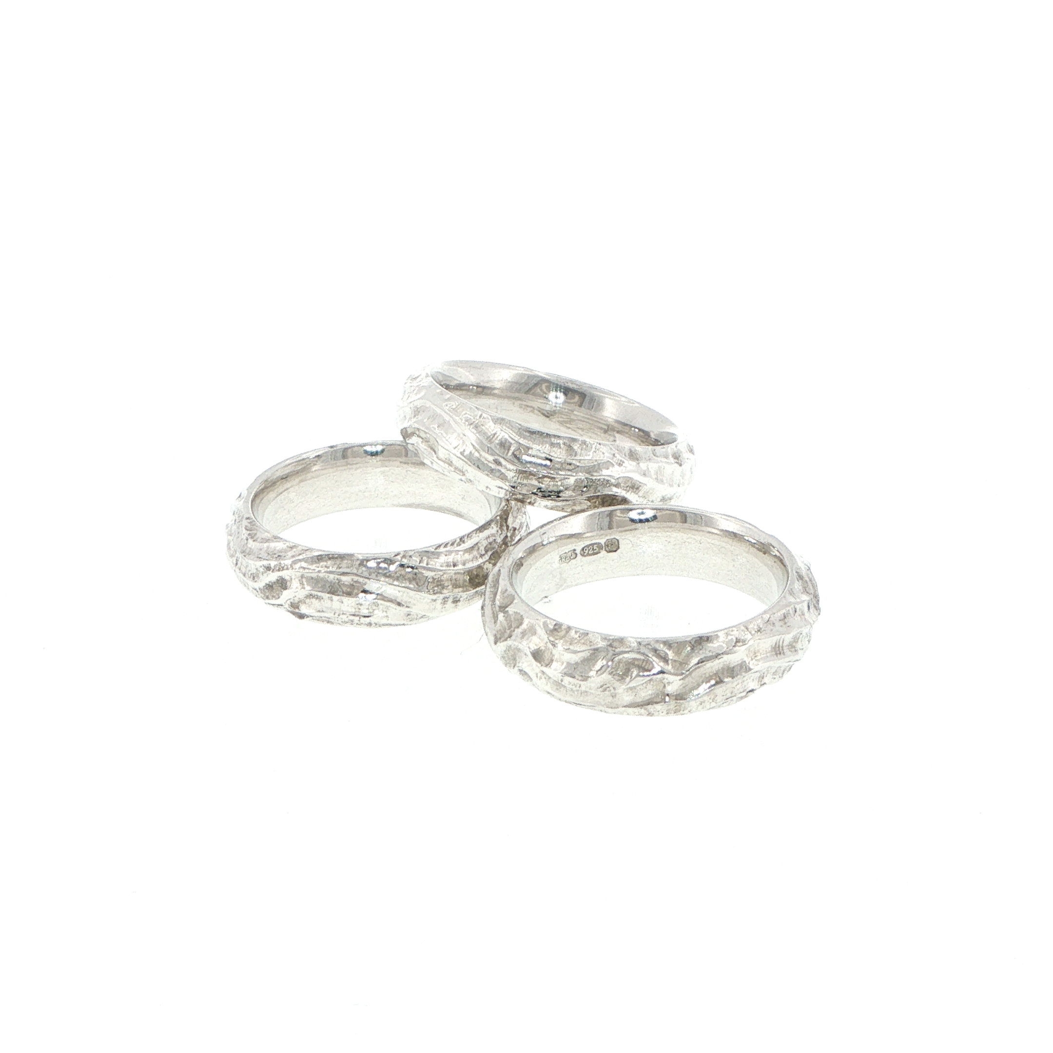 Wavy Textured Silver Band Ring - Image 8