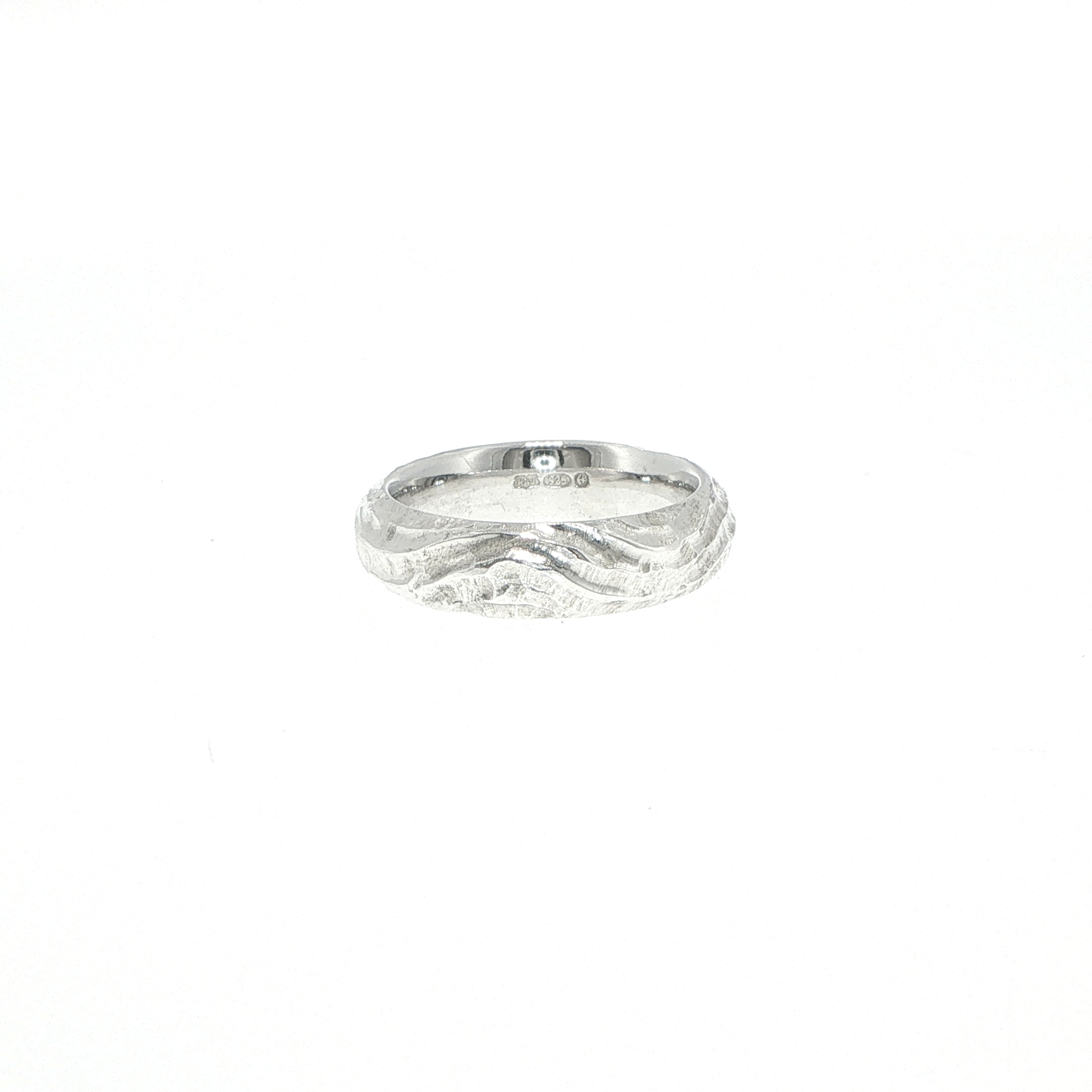 Wavy Textured Silver Band Ring