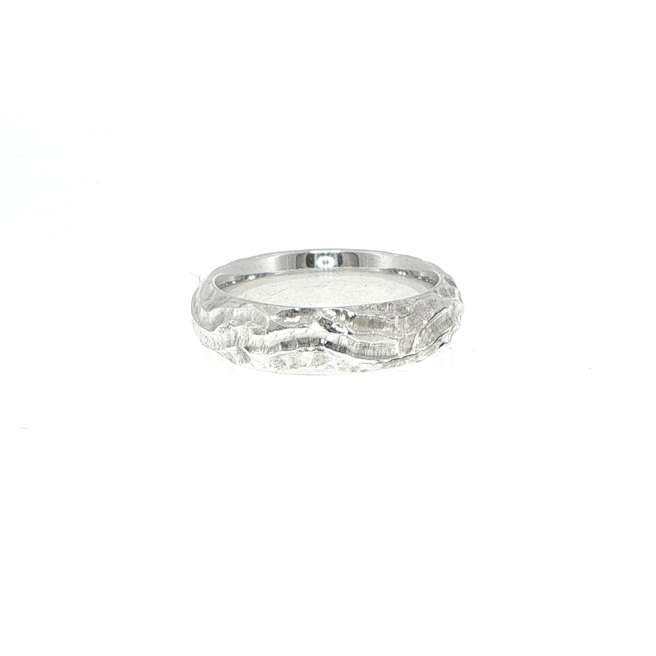 Wavy Textured Silver Band Ring - Image 4