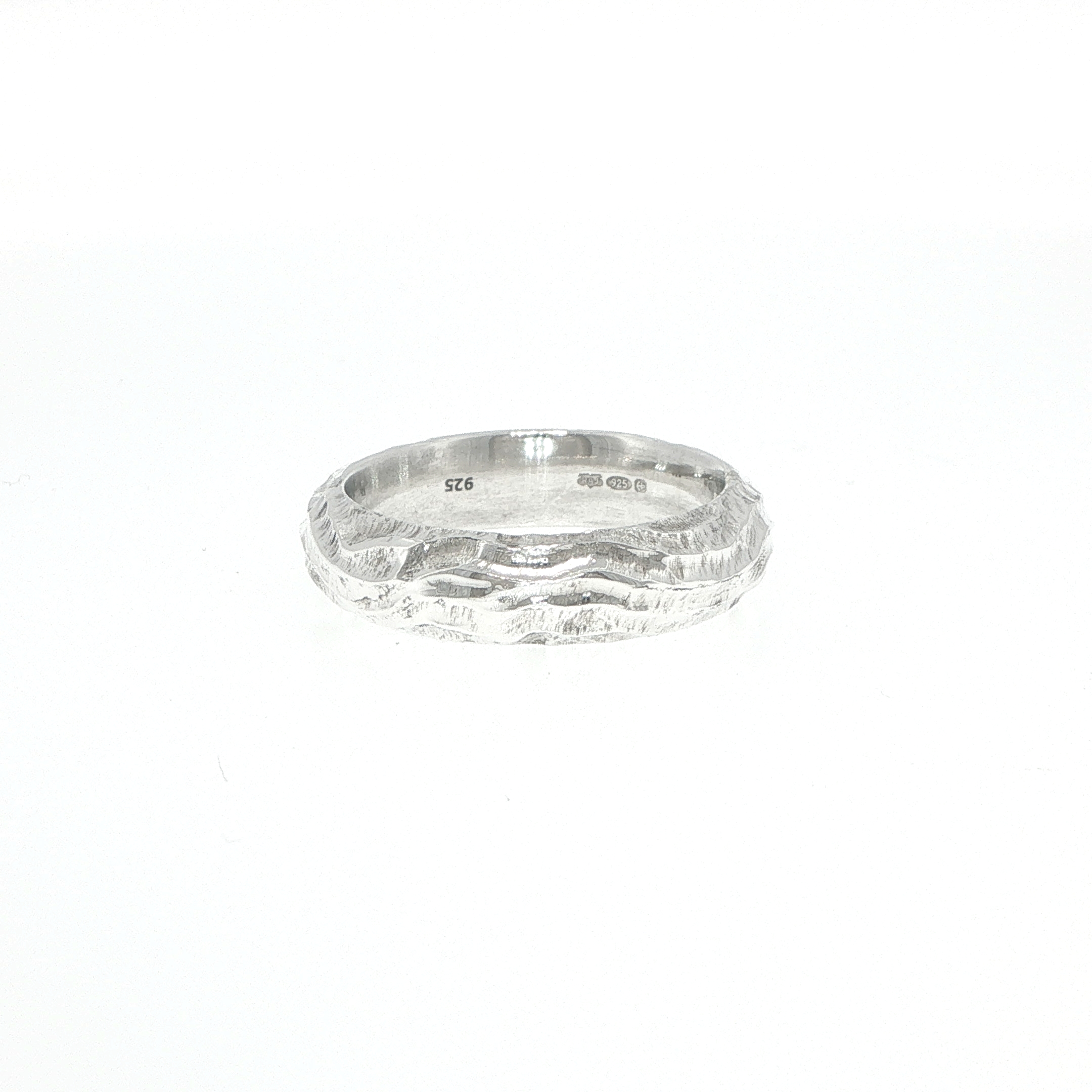 Wavy Textured Silver Band Ring