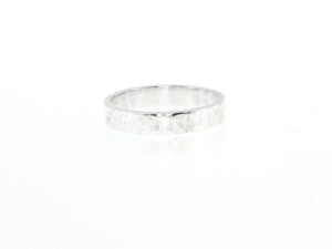 Hammered Flat Silver Band Ring