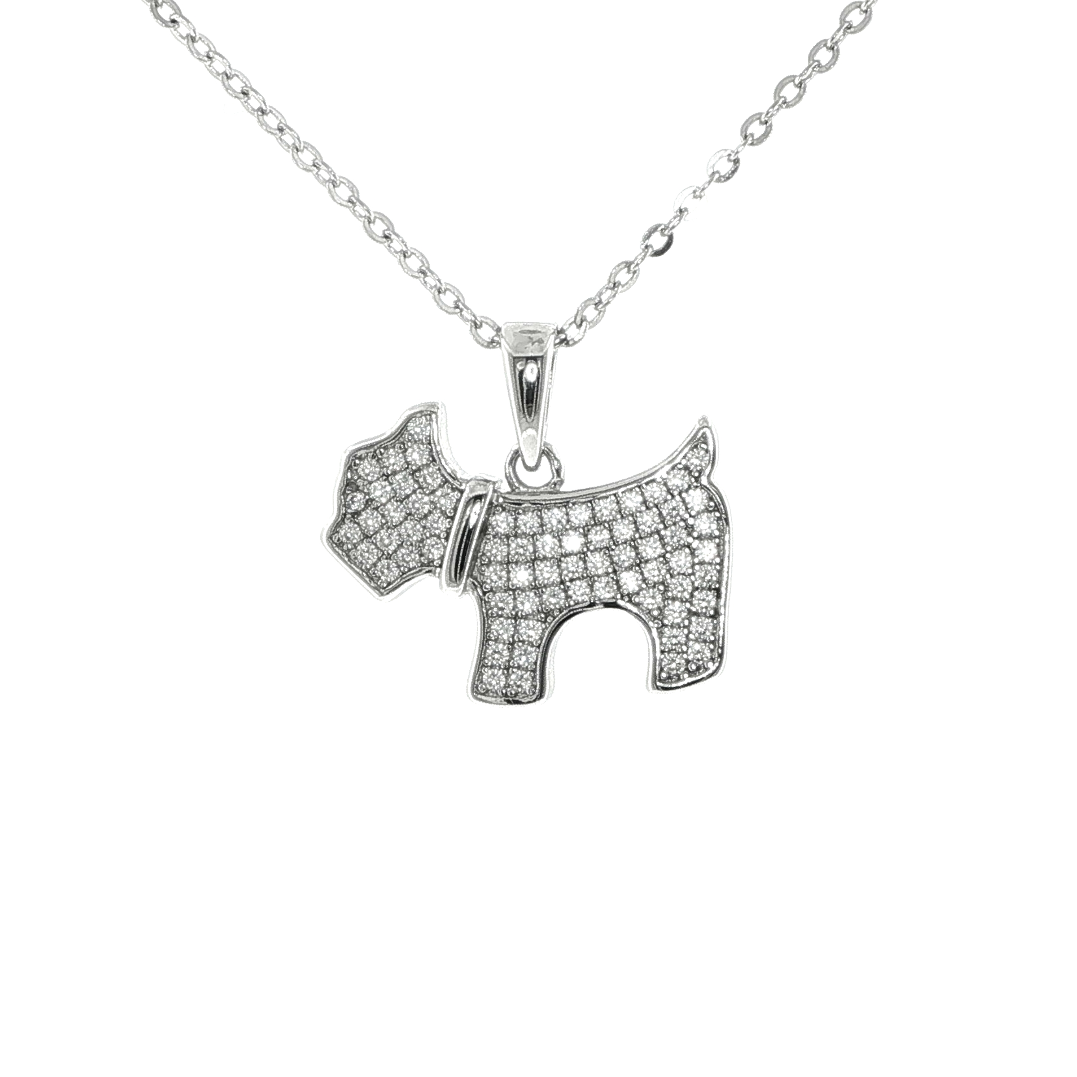 Terrier Charm Necklace in Silver