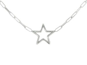 Open Star Chain Necklace in Silver