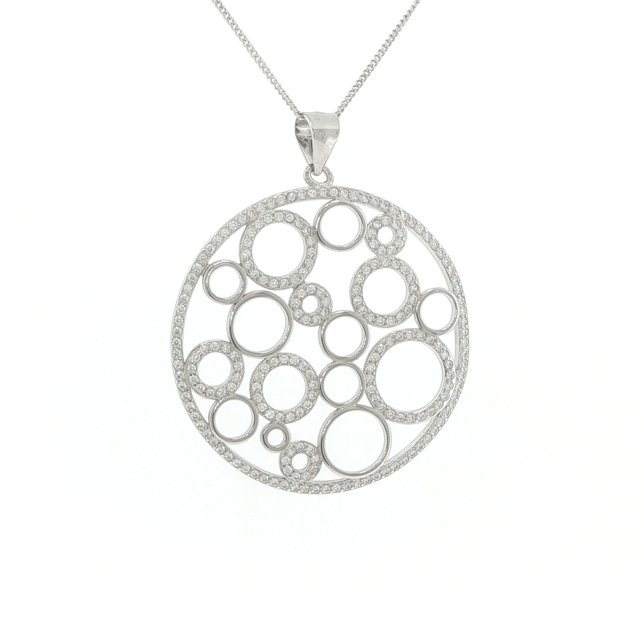 Large Openwork Circles Pendant in Silver - Image 3