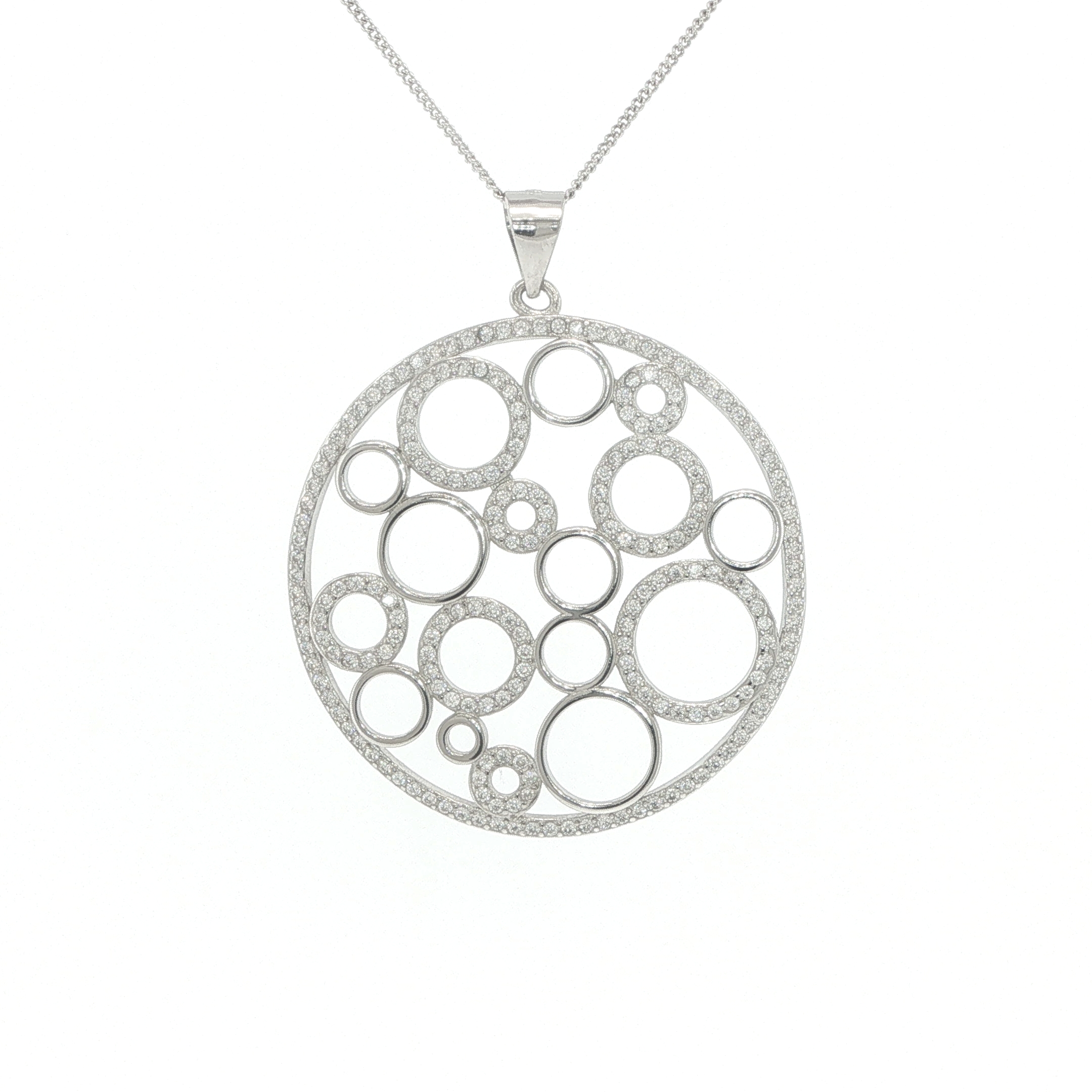 Large Openwork Circles Pendant in Silver