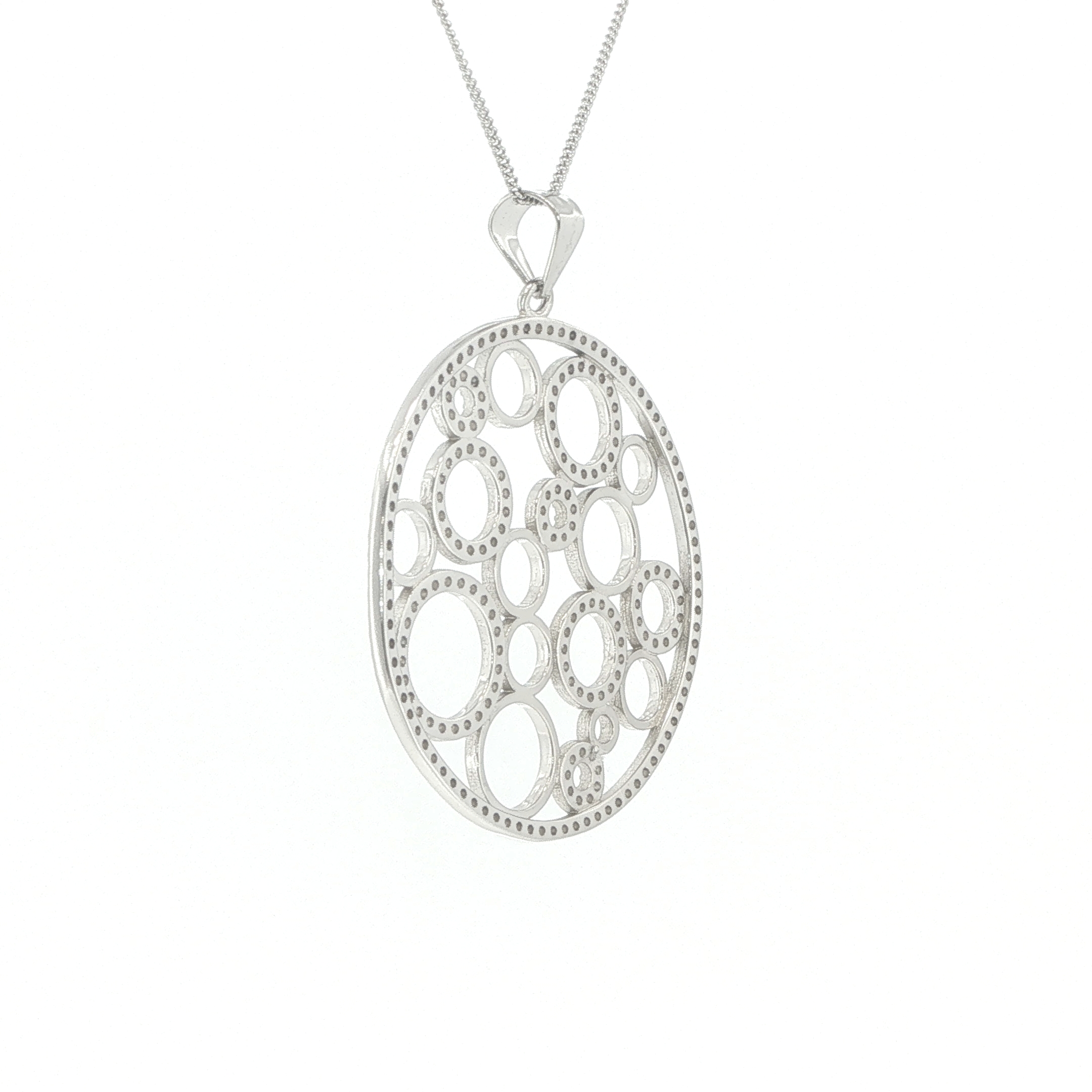 Large Openwork Circles Pendant in Silver - Image 7