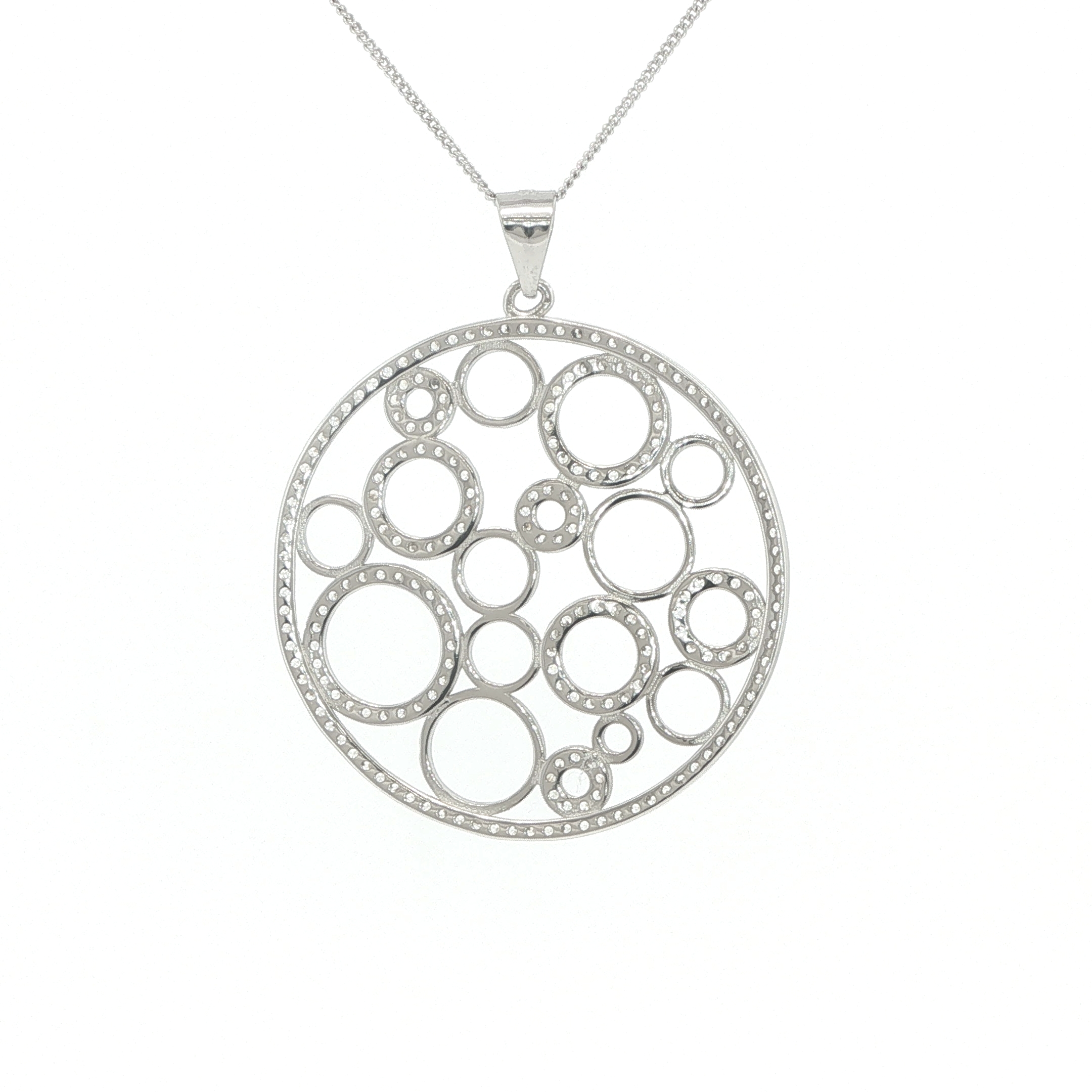 Large Openwork Circles Pendant in Silver - Image 8