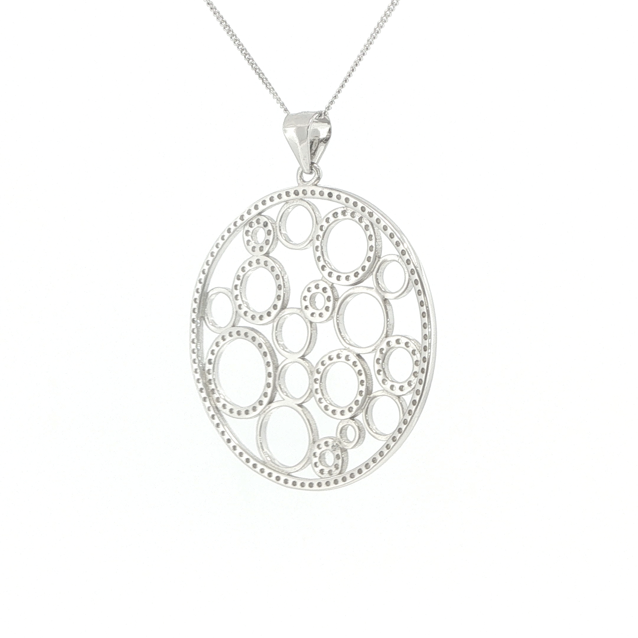 Large Openwork Circles Pendant in Silver - Image 9