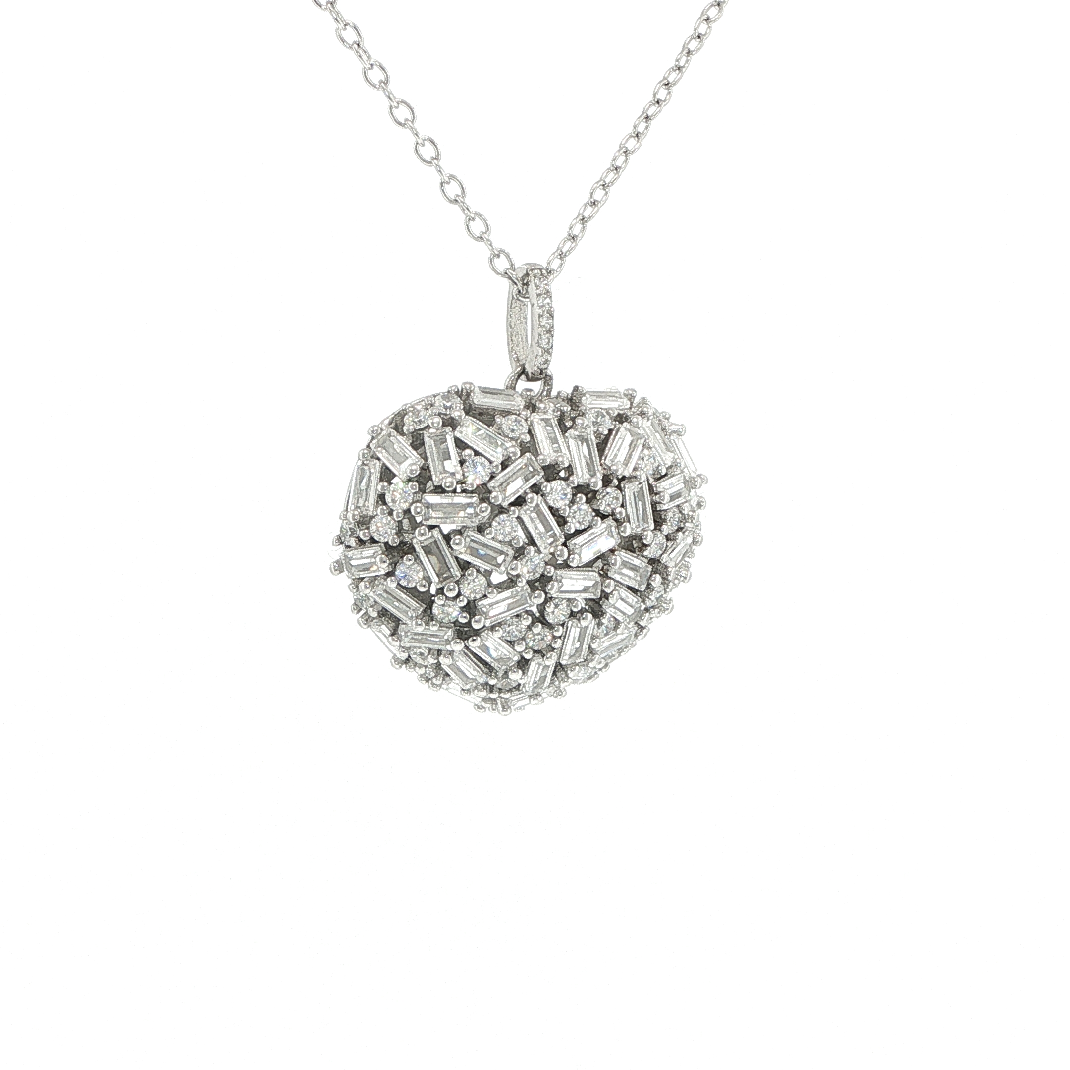 Cluster Heart Pendant Necklace in Silver - Image 2