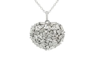 Cluster Heart Pendant Necklace in Silver