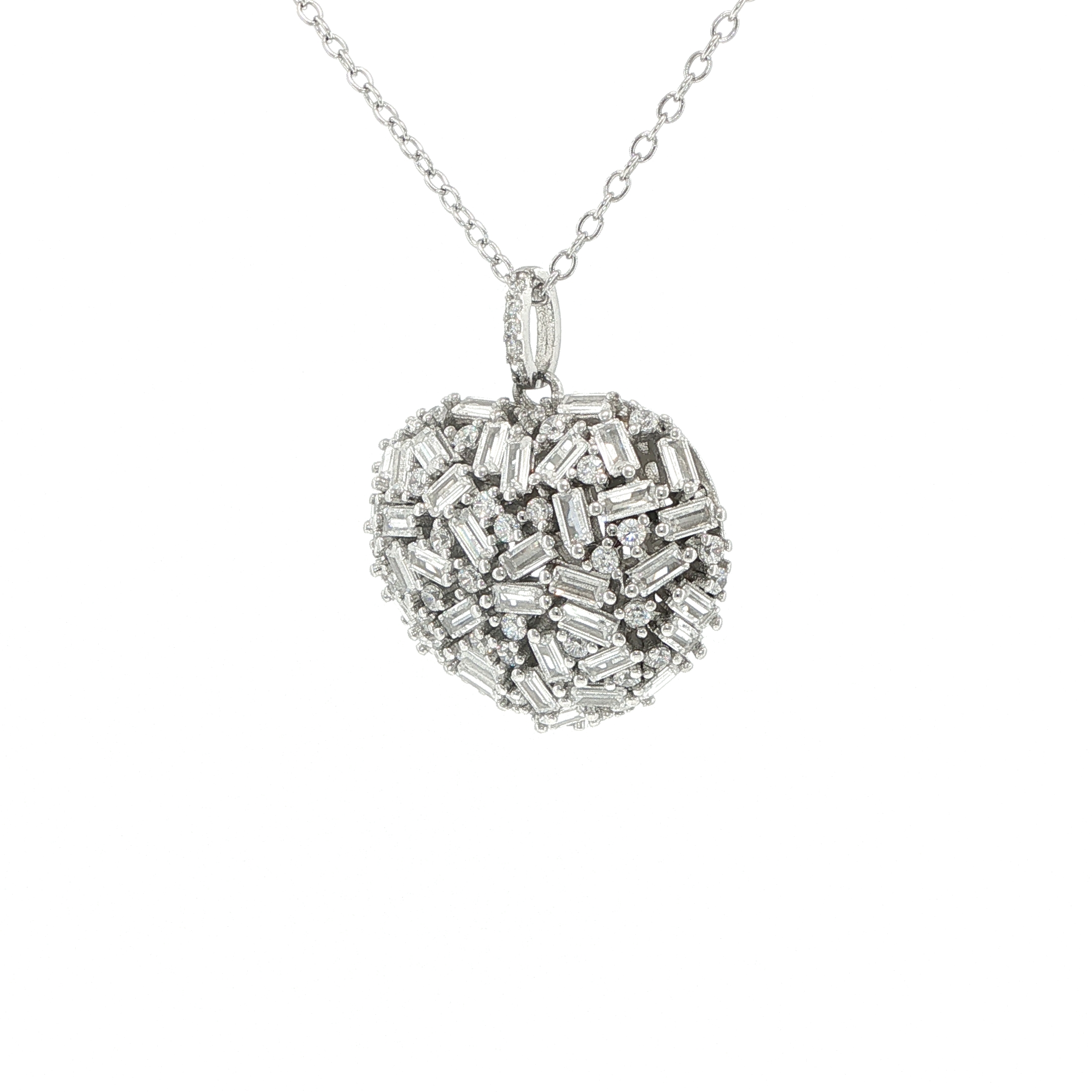Cluster Heart Pendant Necklace in Silver - Image 4