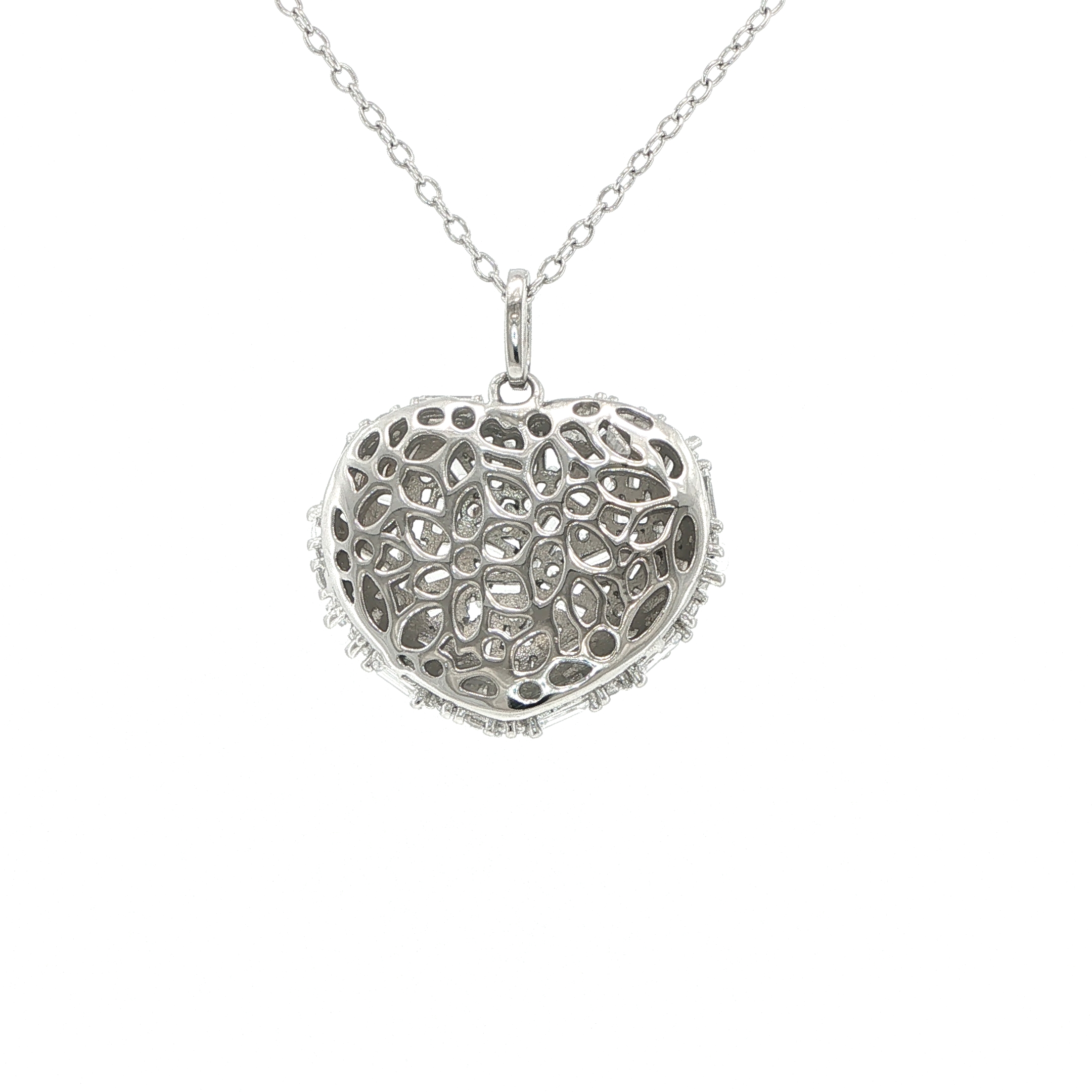 Cluster Heart Pendant Necklace in Silver - Image 7