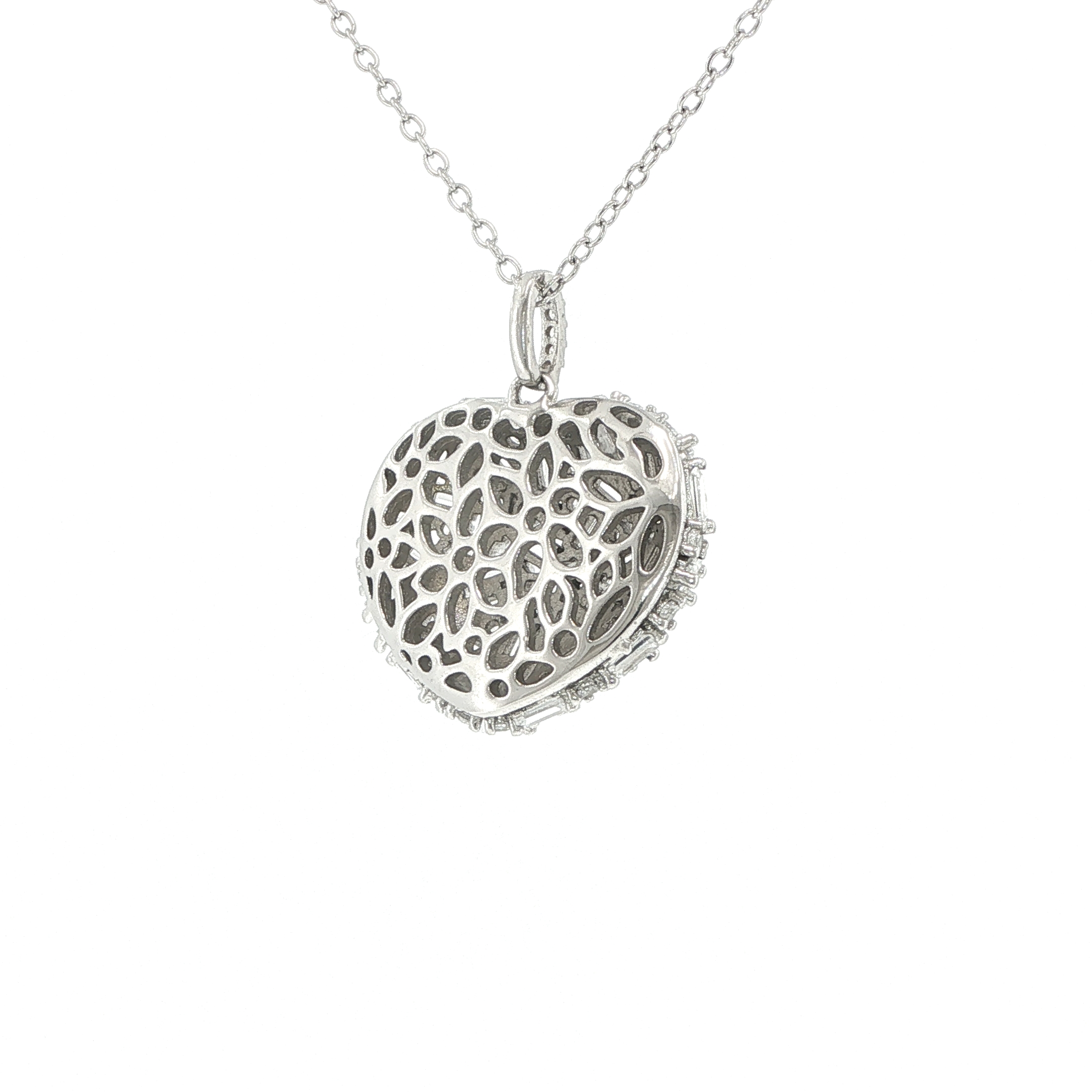 Cluster Heart Pendant Necklace in Silver - Image 8