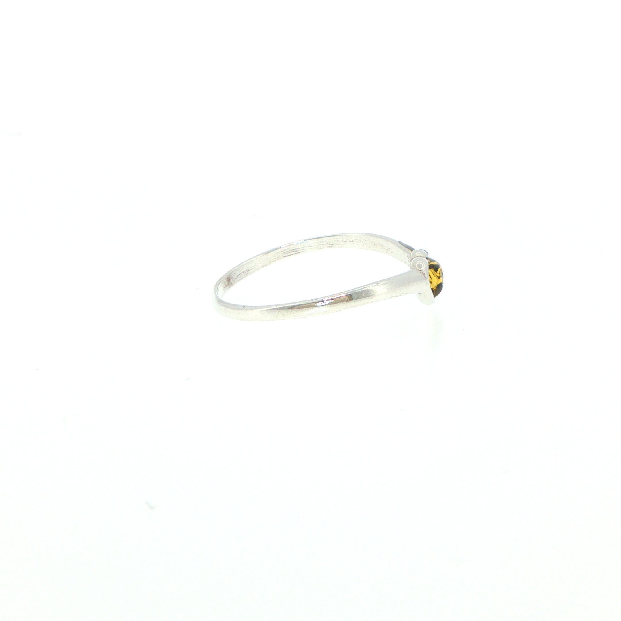 Heart-Shaped Green Amber Solitaire Ring in Silver - Image 2