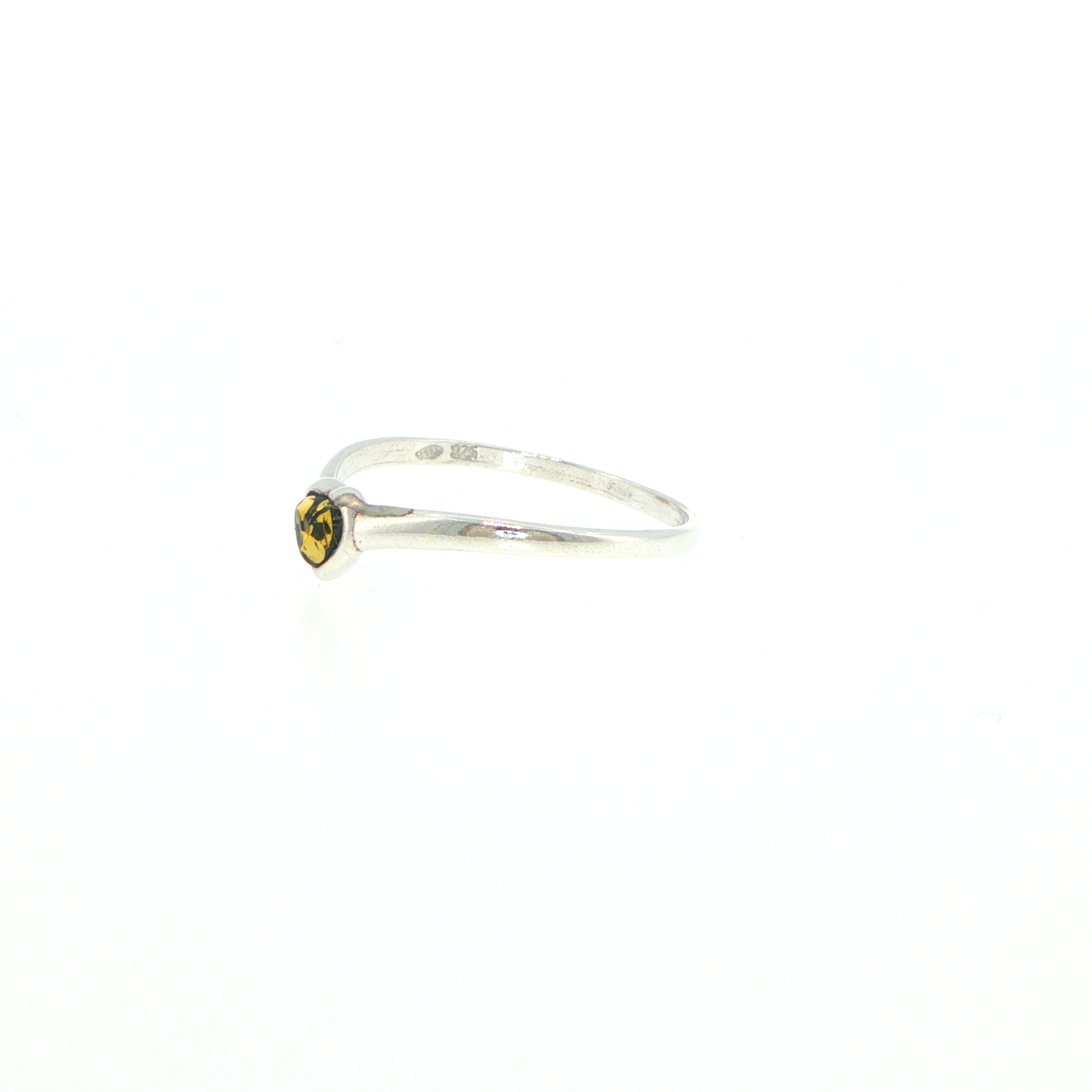 Heart-Shaped Green Amber Solitaire Ring in Silver - Image 7