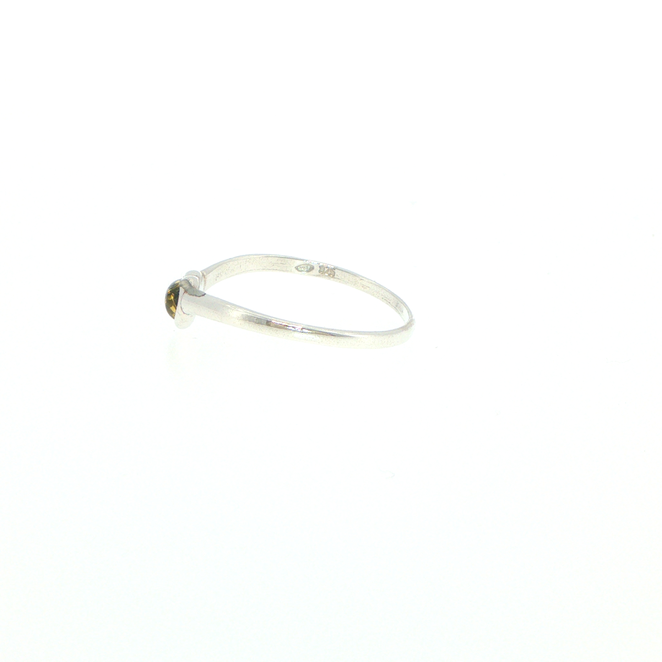Heart-Shaped Green Amber Solitaire Ring in Silver - Image 8