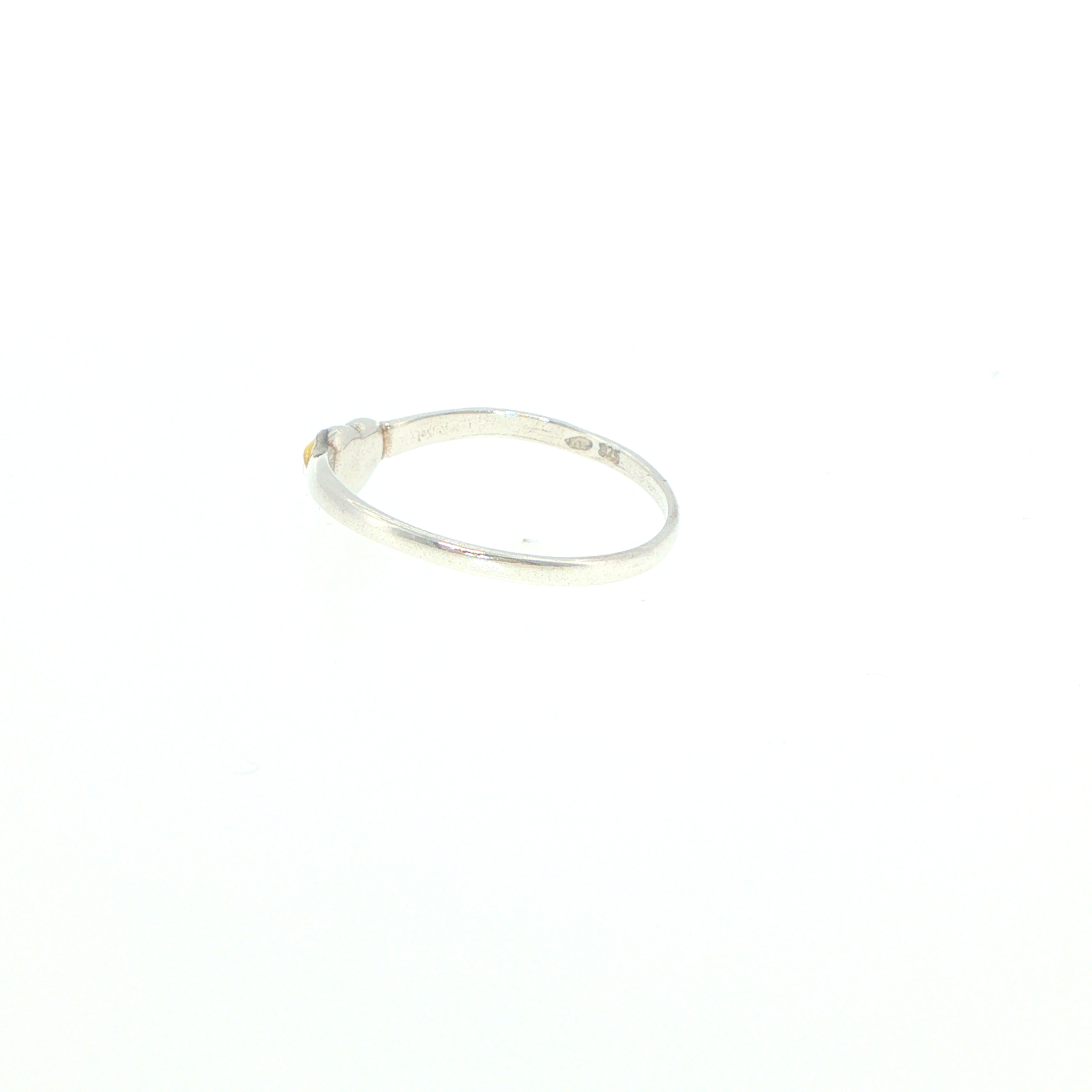 Heart-Shaped Green Amber Solitaire Ring in Silver - Image 9