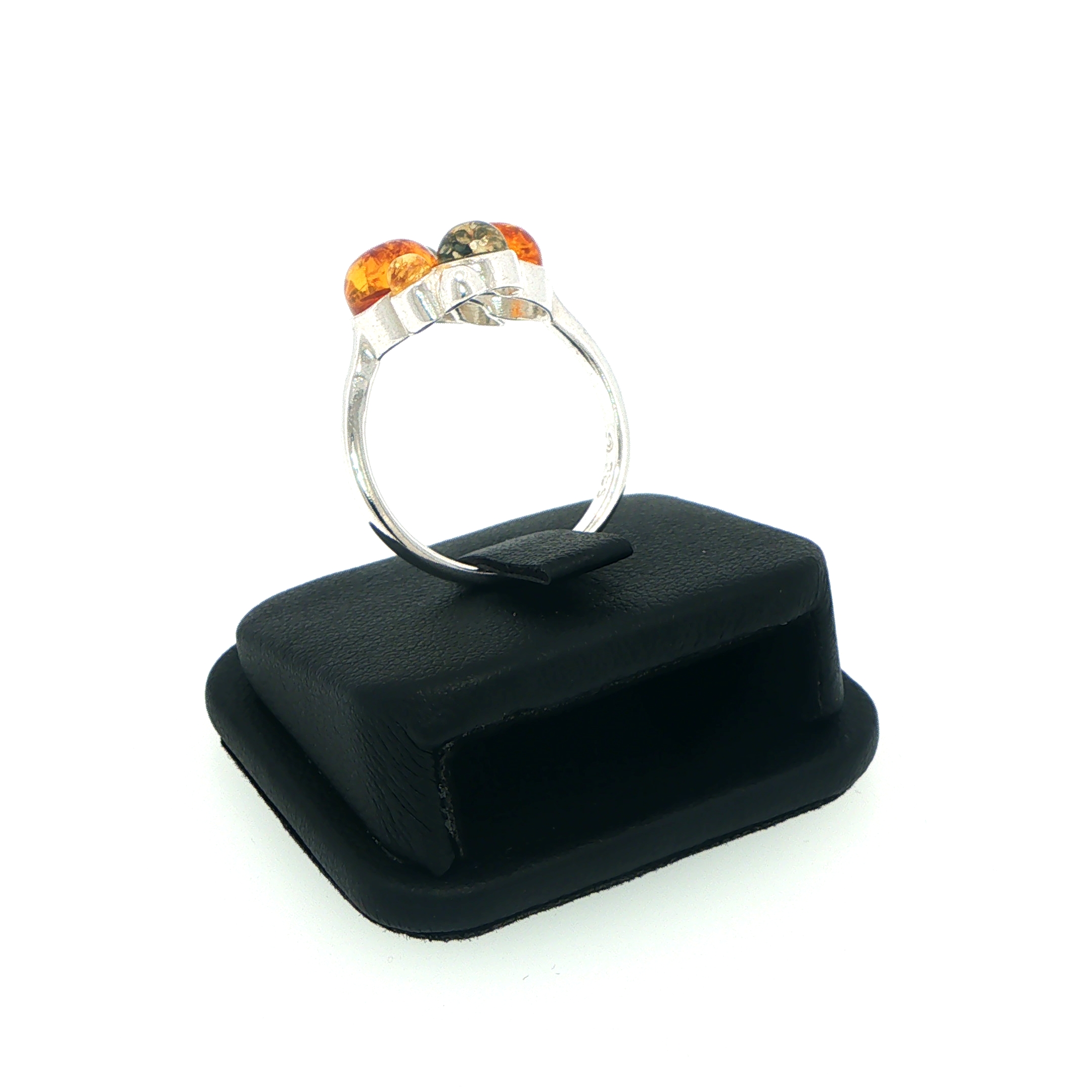 Multi-Colour Amber Cabochon Cluster Cocktail Ring Silver - Image 7