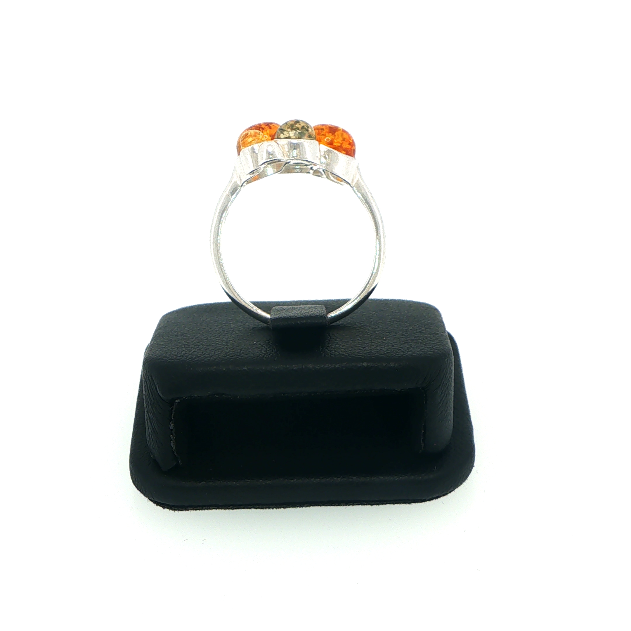 Multi-Colour Amber Cabochon Cluster Cocktail Ring Silver - Image 8