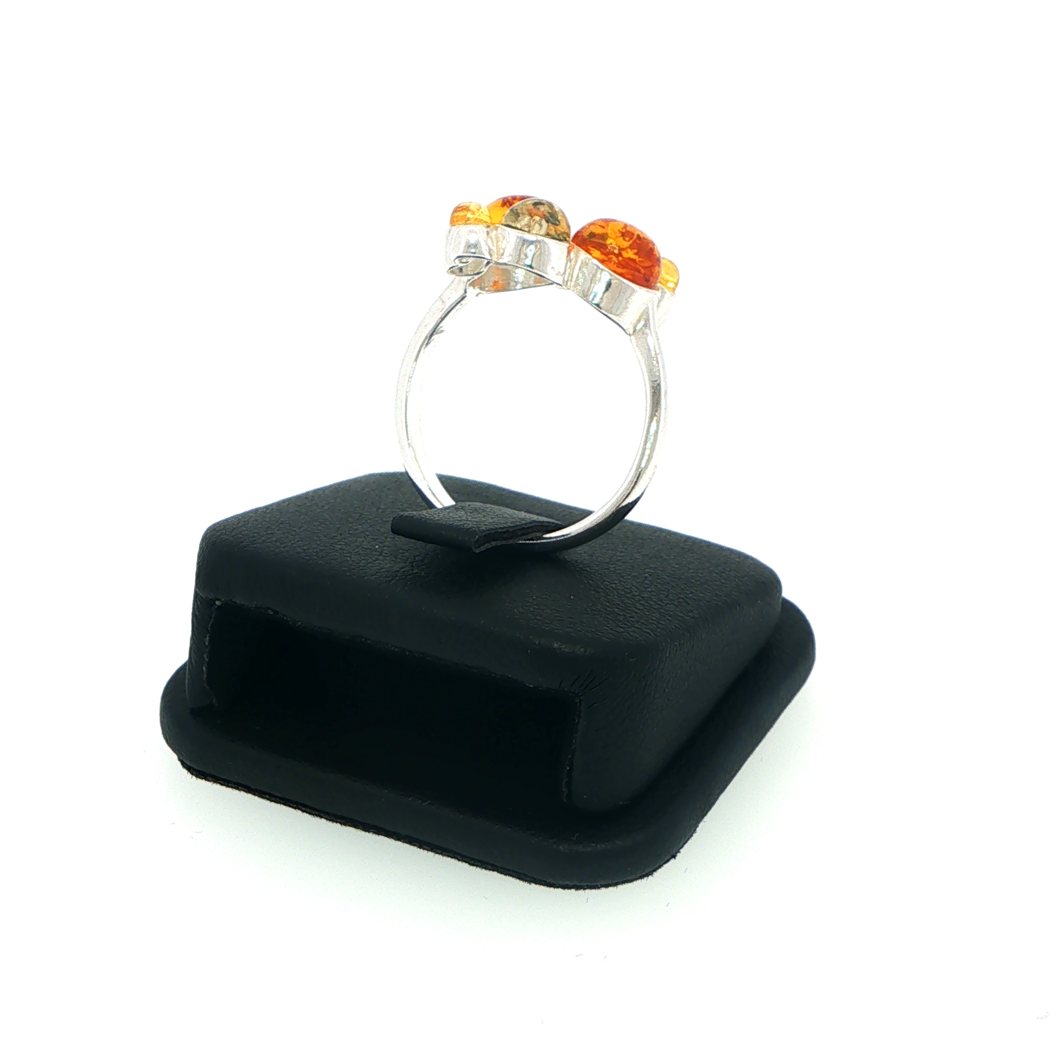 Multi-Colour Amber Cabochon Cluster Cocktail Ring Silver - Image 9